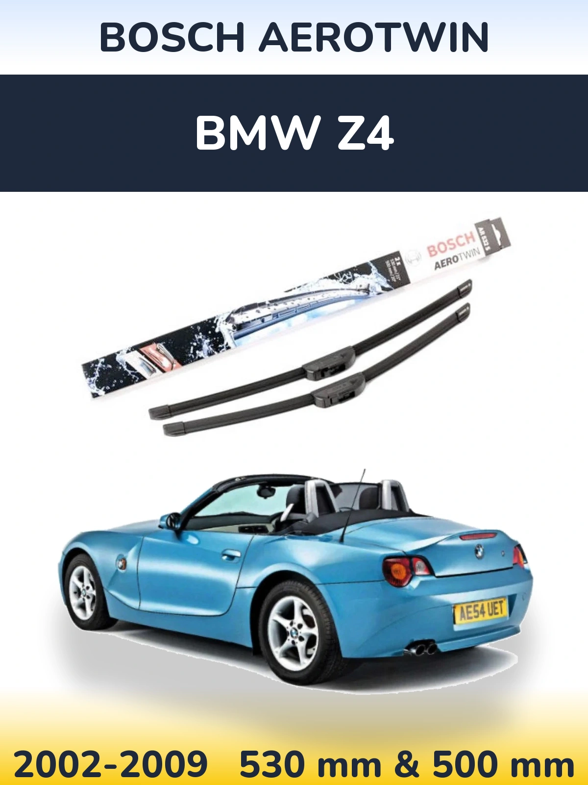 Komplet przednich wycieraczek BOSCH AeroTwin 530 & 500 mm do BMW Z4 2002-2009
