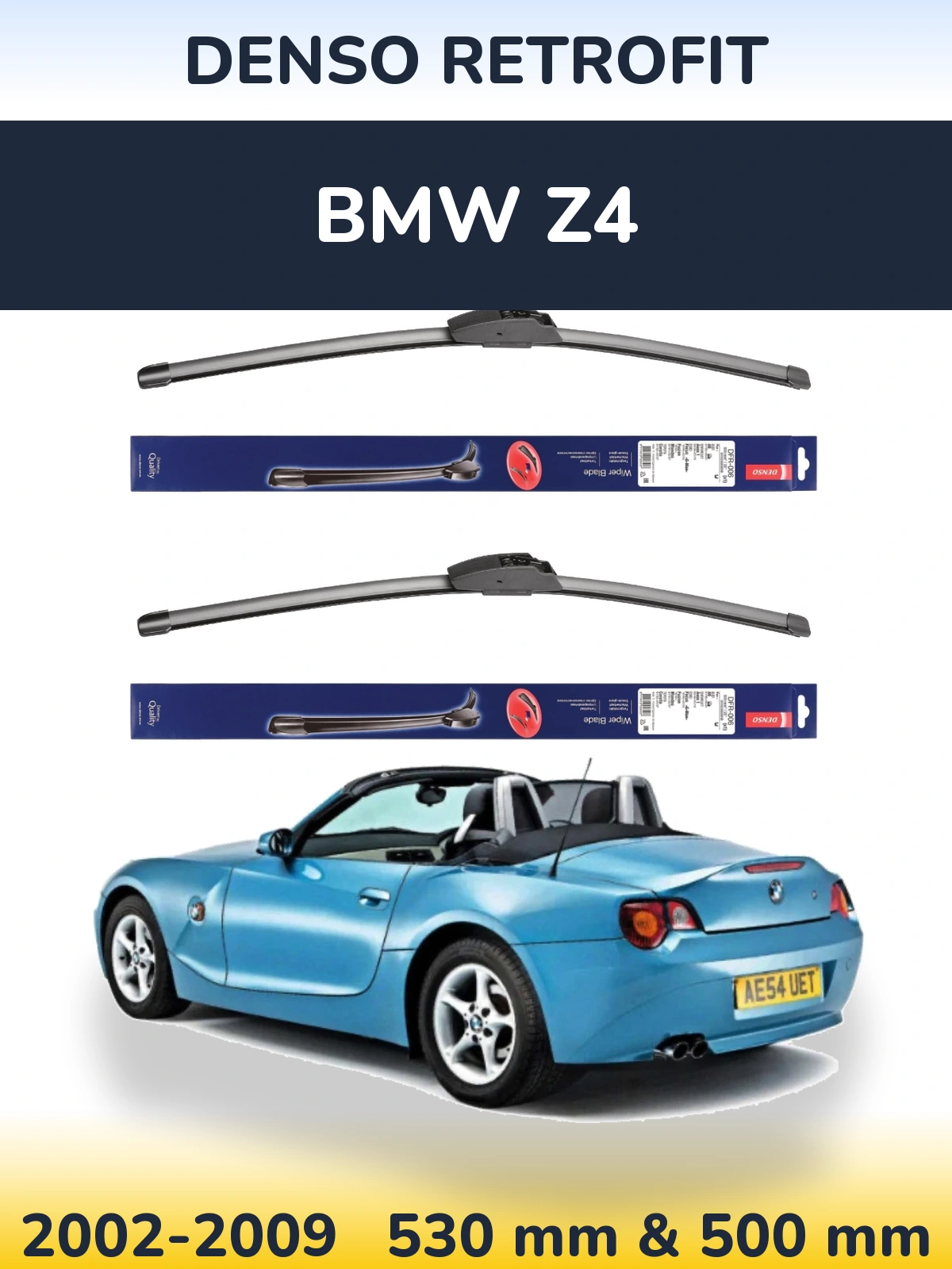 Komplet przednich wycieraczek Denso Retrofit 530 & 500 mm do BMW Z4 2002-2009