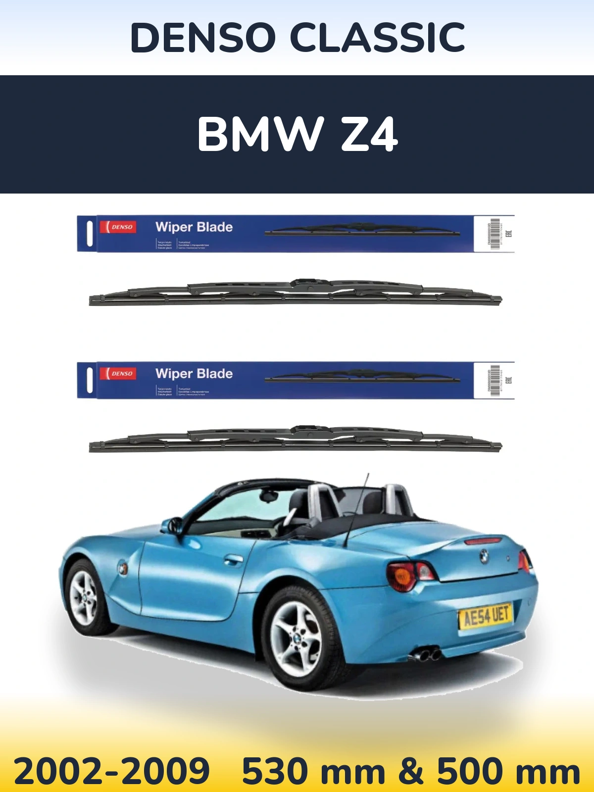 Komplet przednich wycieraczek Denso Classic 530 & 500 mm do BMW Z4 2002-2009