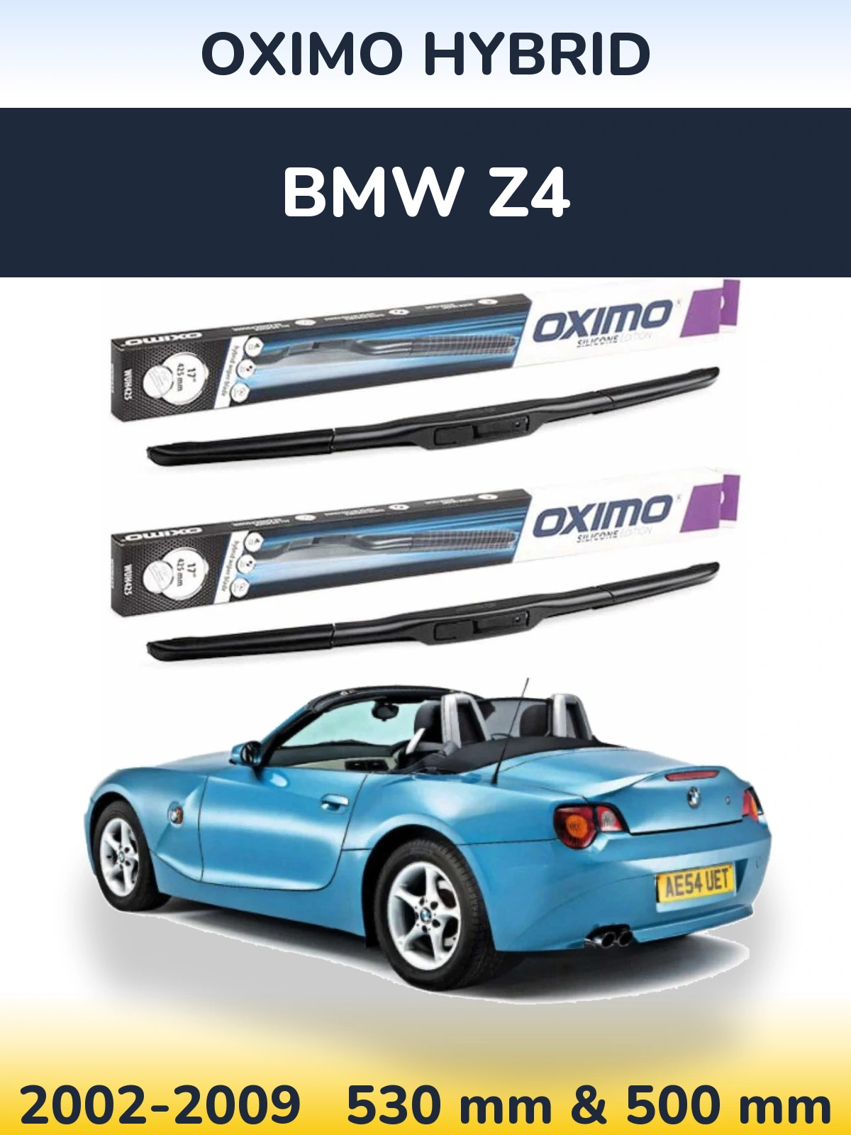 Komplet przednich wycieraczek Oximo Hybrid 530 & 500 mm do BMW Z4 2002-2009