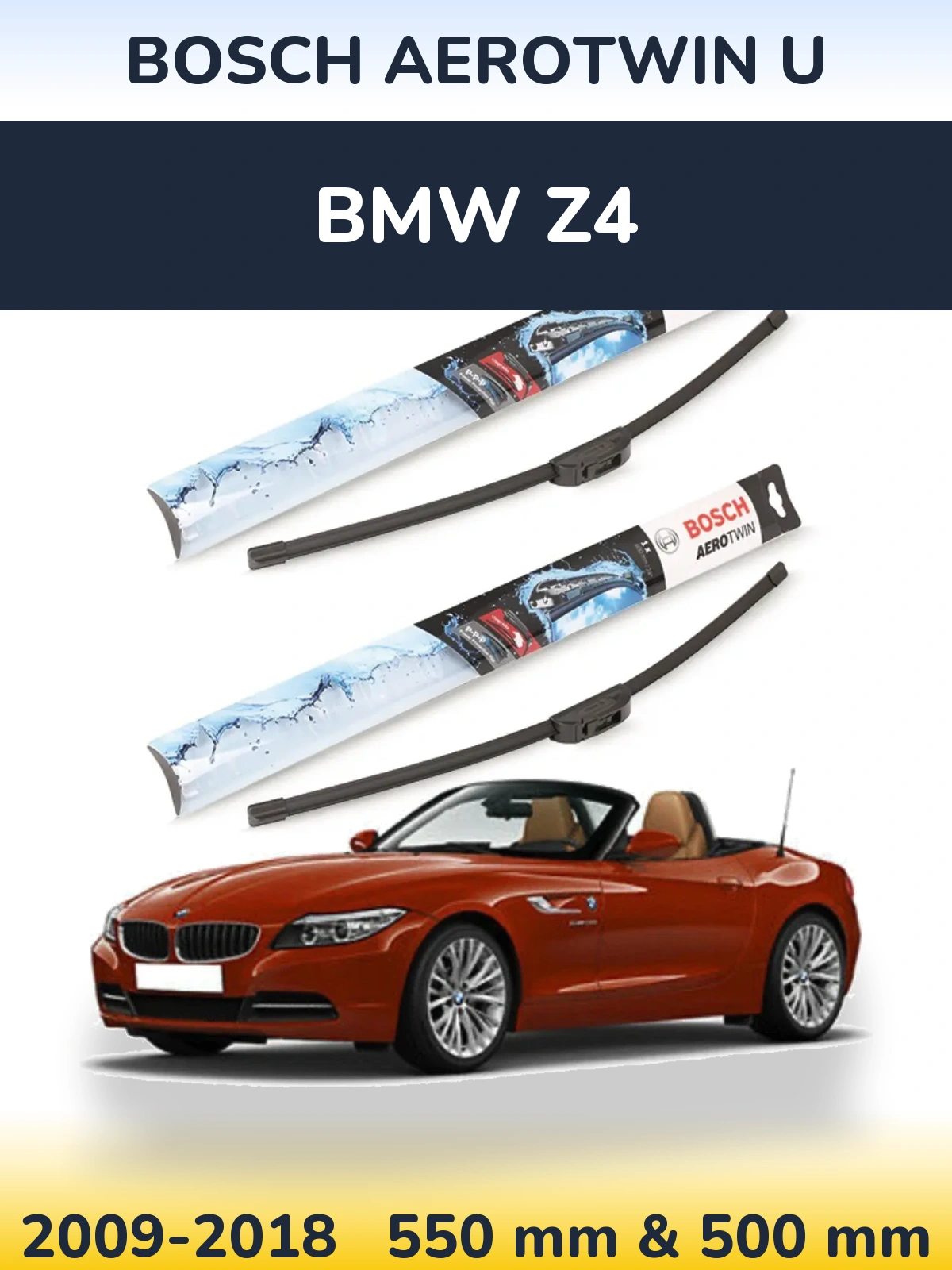 Komplet przednich wycieraczek BOSCH AeroTwin U 550 & 500 mm do BMW Z4 2009-2018