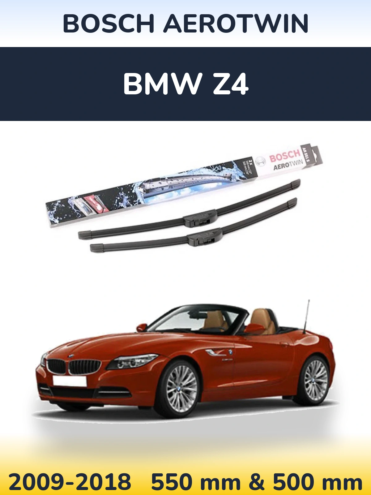 Комплект передних дворников BOSCH AeroTwin 550 & 500 мм для BMW Z4 2009-2018
