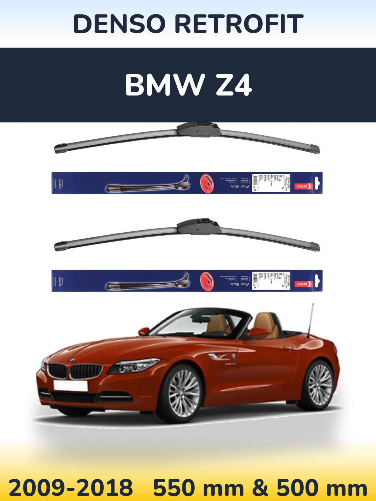 Комплект передних дворников Denso Retrofit 550 & 500 мм для BMW Z4 2009-2018