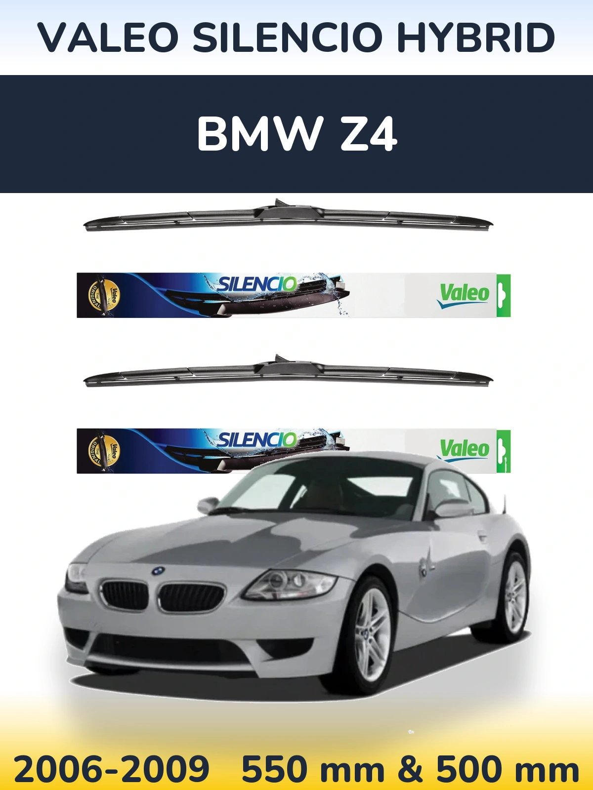 Комплект передних дворников Valeo Silencio Hybrid 550 & 500 мм для BMW Z4 2006-2009