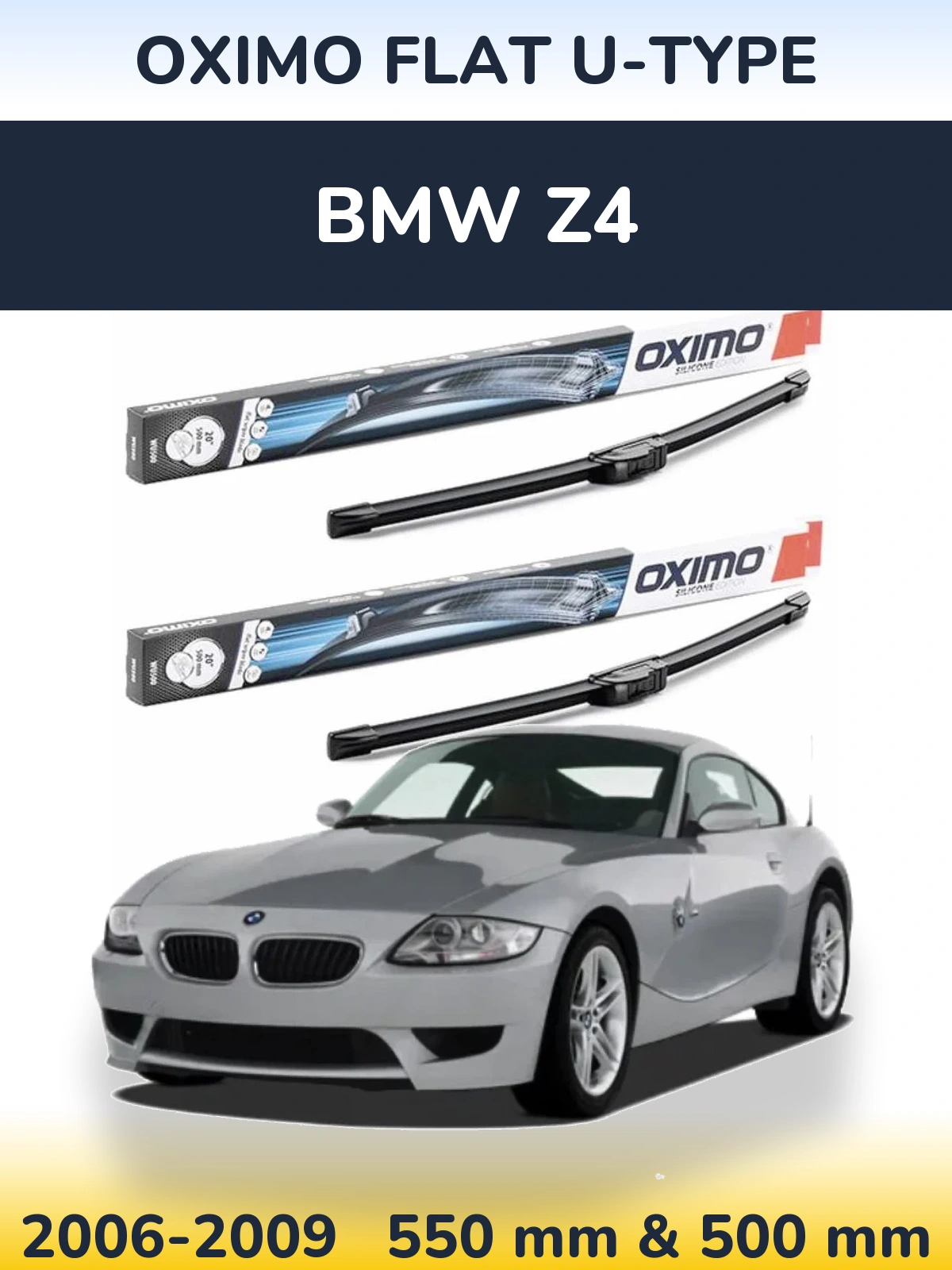 Комплект передних дворников Oximo Flat U-type 550 & 500 мм для BMW Z4 2006-2009