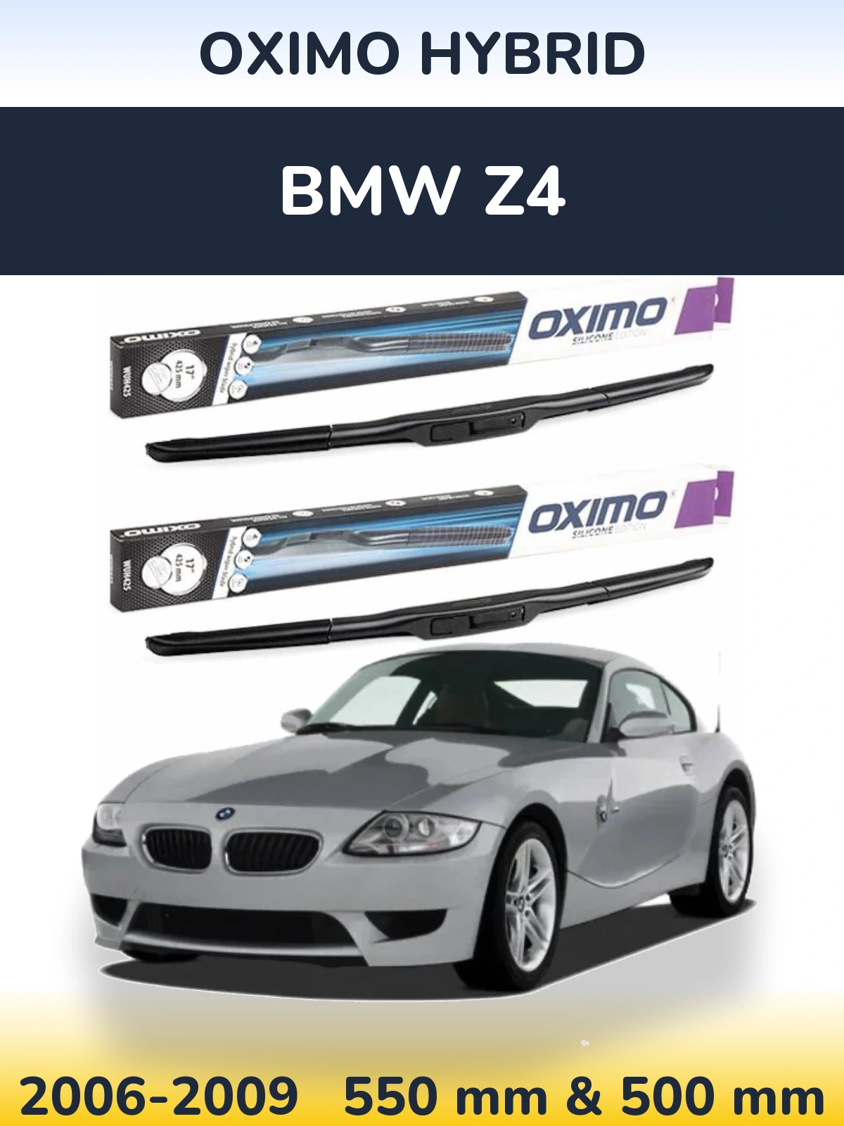 Комплект передних дворников Oximo Hybrid 550 & 500 мм для BMW Z4 2006-2009