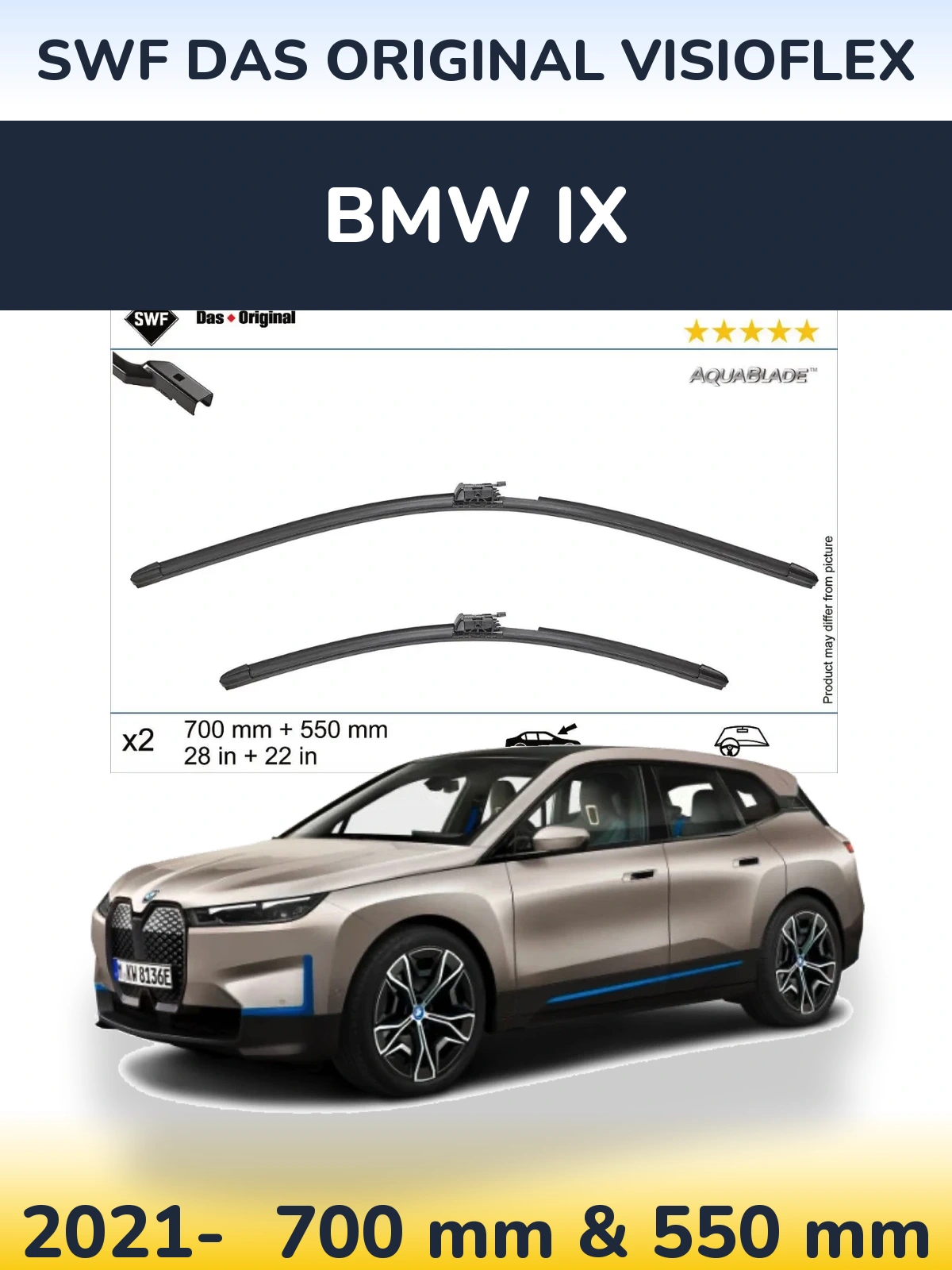 Front wiper blade set SWF Das Original VisioFlex 700 & 550 mm for BMW iX 2021-2026