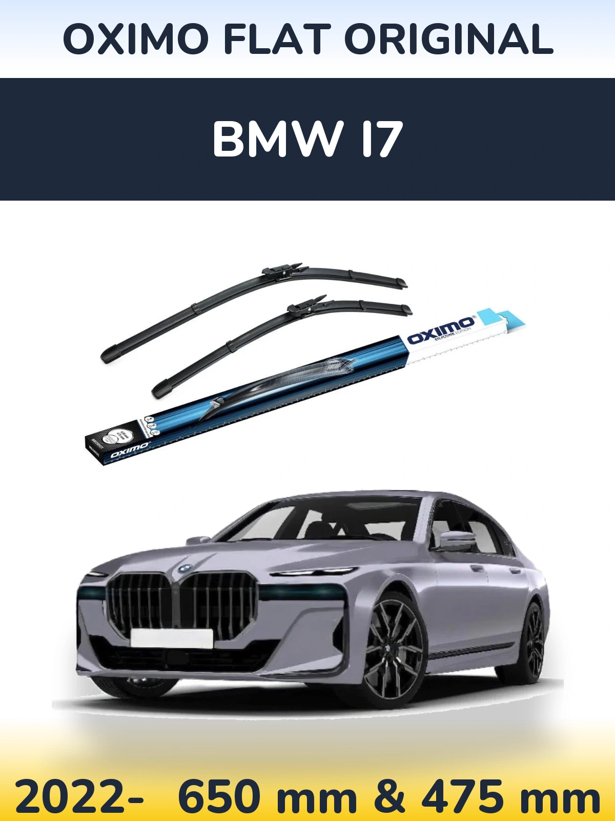 Komplet przednich wycieraczek Oximo Flat Original 650 & 475 mm do BMW i7 2022-2026