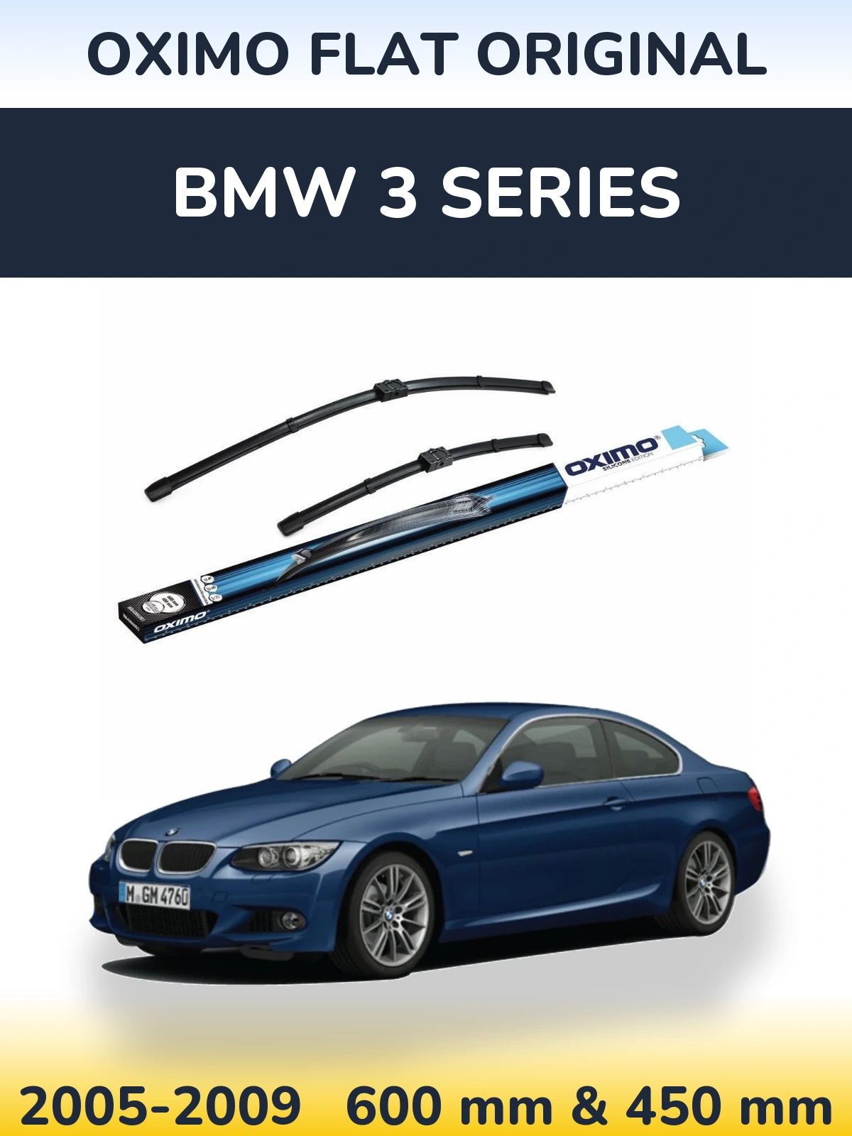 Front wiper blade set Oximo Flat Original 600 & 400 mm for BMW 3 Series 2005-2009