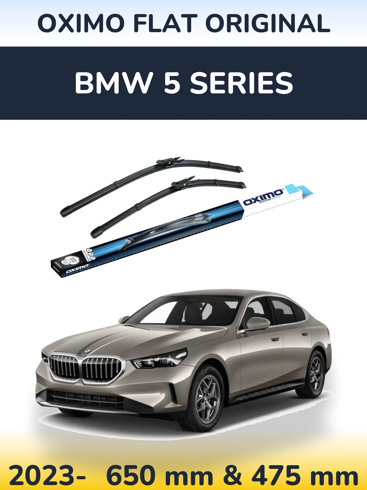 Комплект передних дворников Oximo Flat Original 650 & 475 мм для BMW 5 Series 2023-2026