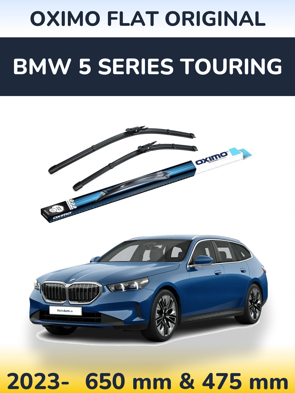 Front wiper blade set Oximo Flat Original 650 & 475 mm for BMW 5 Series Touring 2023-2026