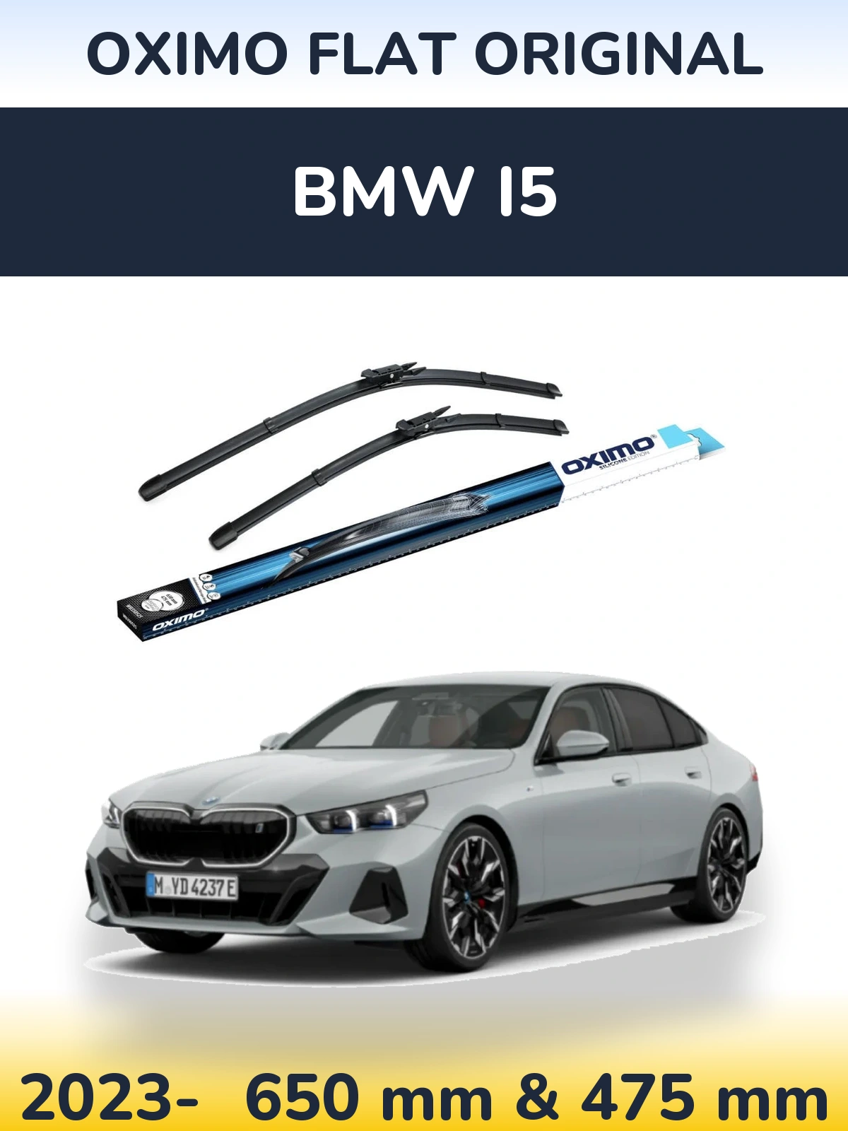 Комплект передних дворников Oximo Flat Original 650 & 475 мм для BMW i5 2023-2026
