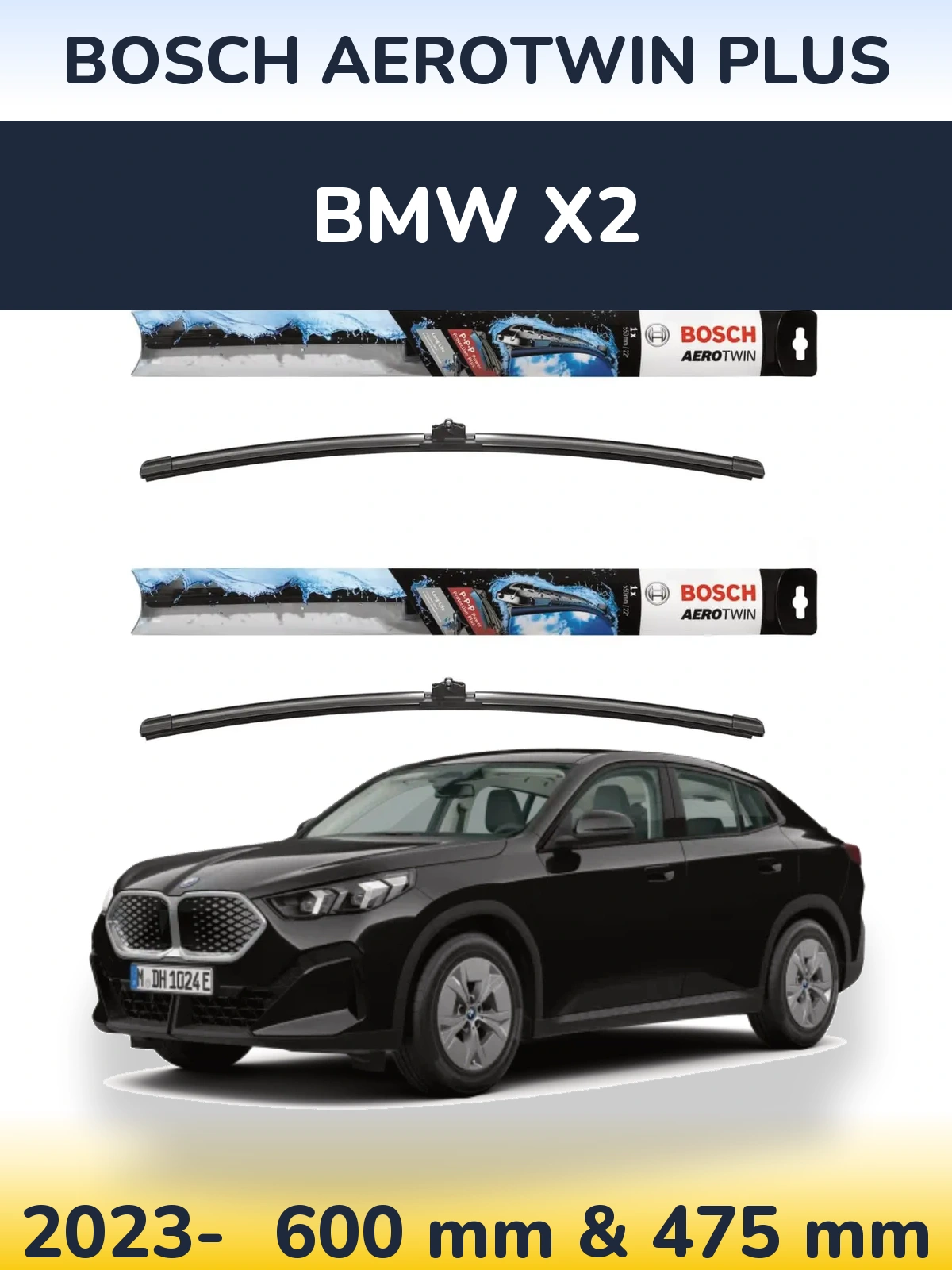 Komplet przednich wycieraczek BOSCH AeroTwin Plus 600 & 475 mm do BMW X2 2023-2026