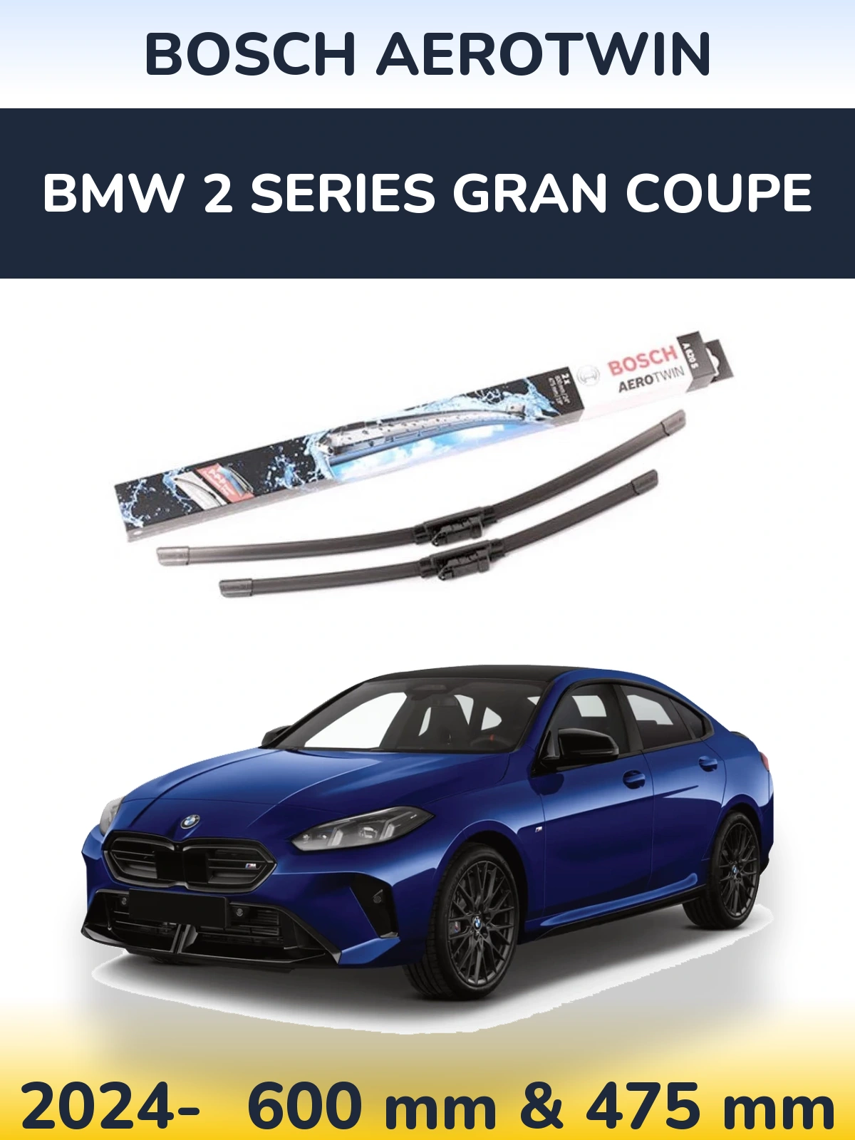 Komplet przednich wycieraczek BOSCH AeroTwin 600 & 475 mm do BMW Seria 2 Gran Coupe 2024-2026