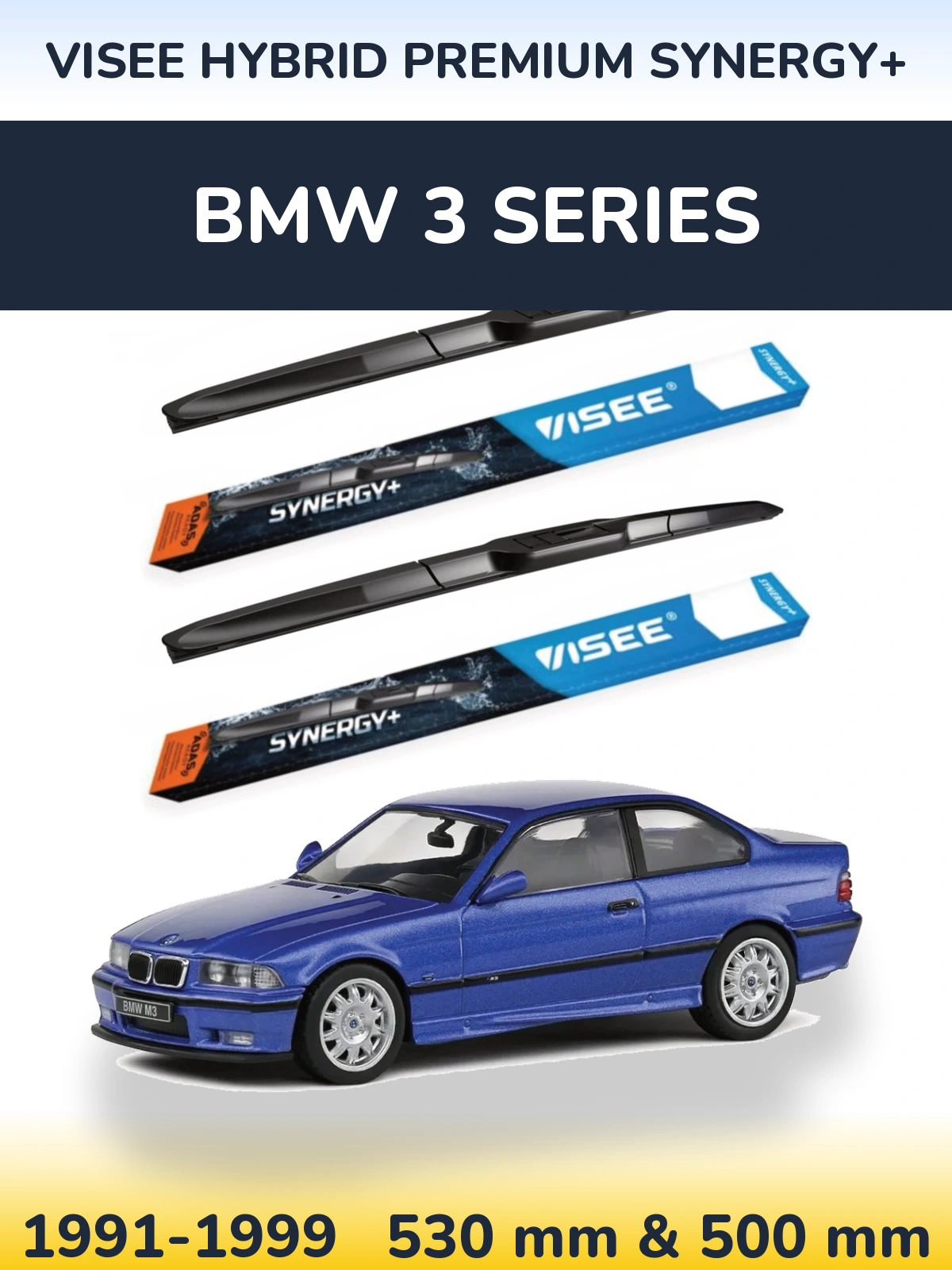 Комплект передних дворников VISEE HYBRID PREMIUM SYNERGY+ 530 & 500 мм для BMW 3 Series 1991-1999