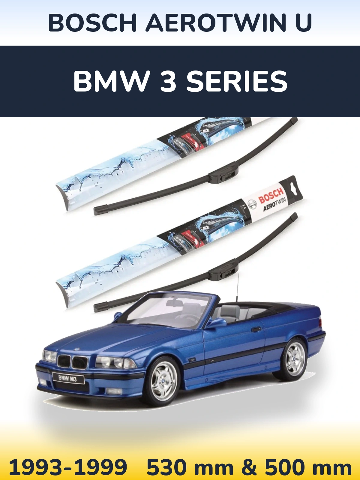 Komplet przednich wycieraczek BOSCH AeroTwin U 530 & 500 mm do BMW Seria 3 1993-1999