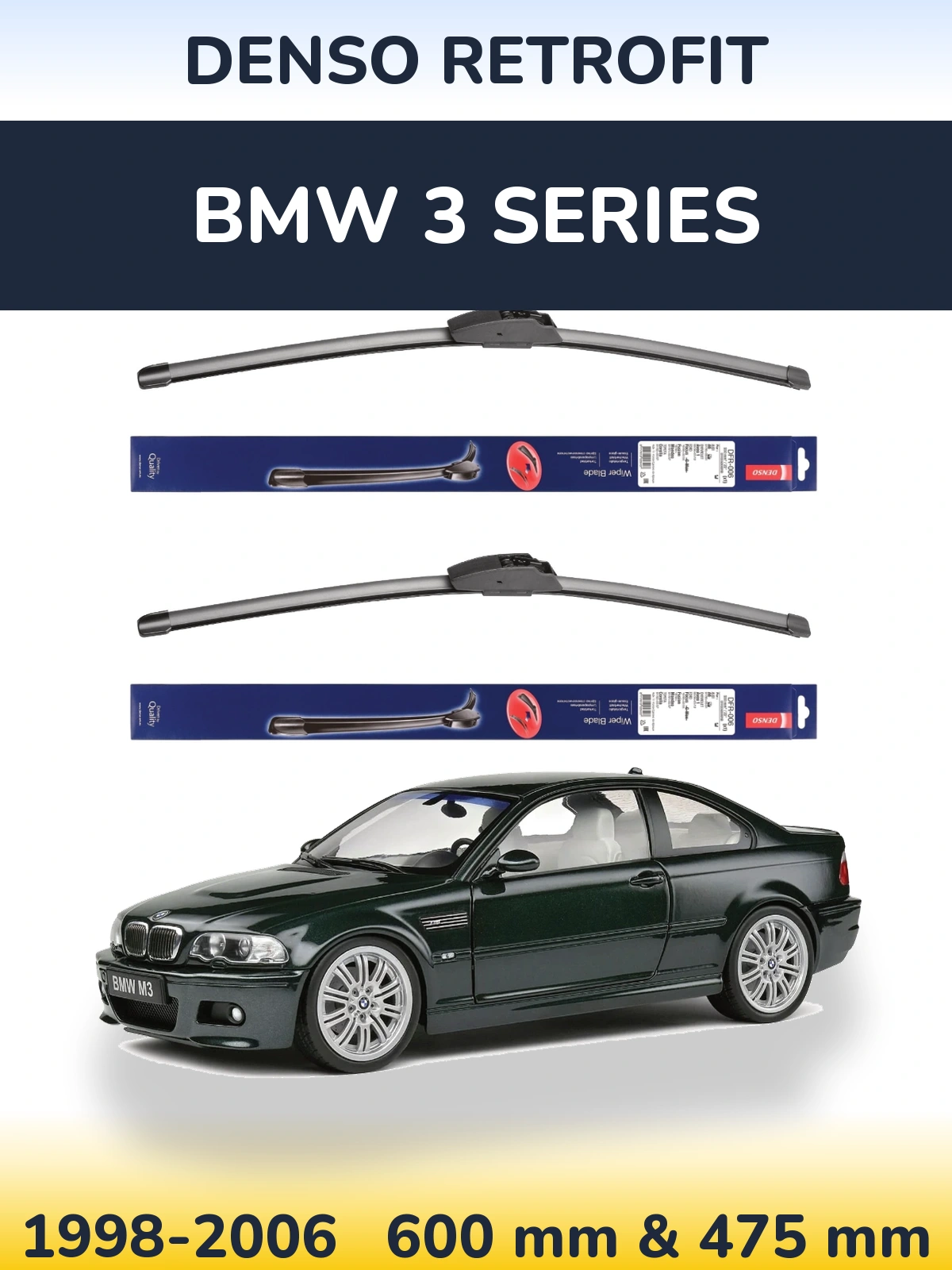 Комплект передних дворников Denso Retrofit 600 & 475 мм для BMW 3 Series 1998-2006