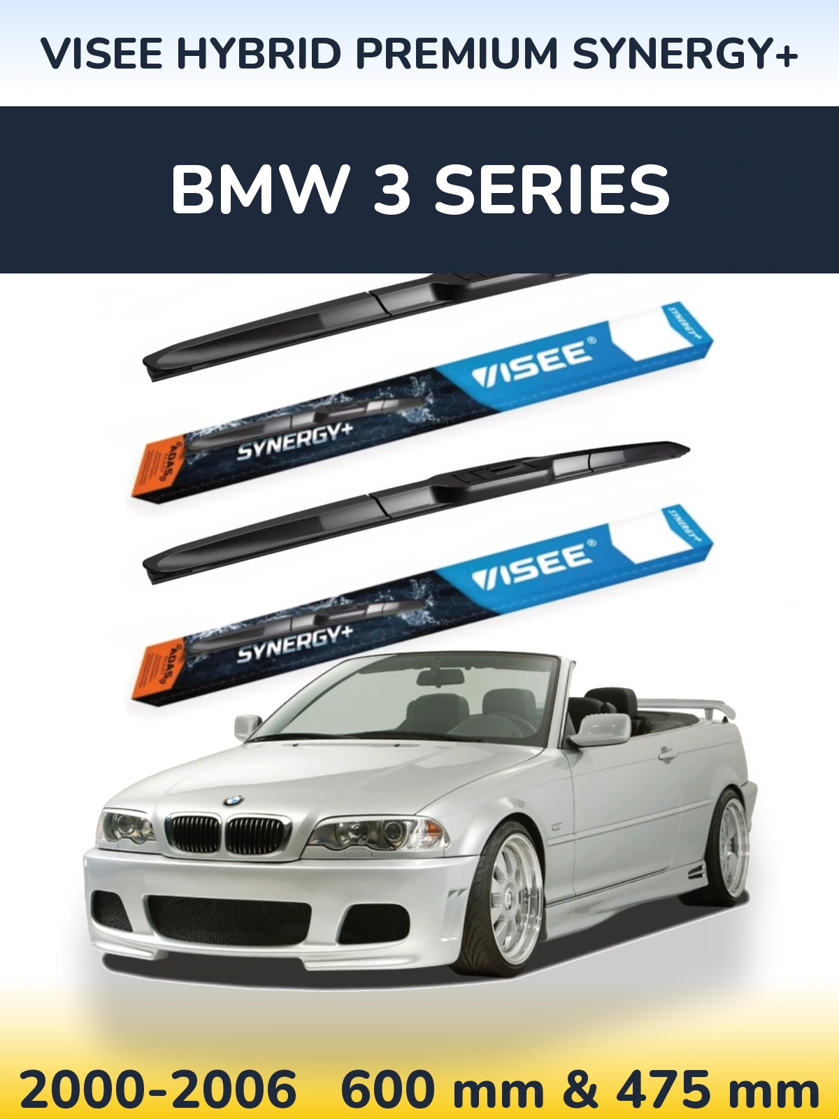 Komplet przednich wycieraczek VISEE HYBRID PREMIUM SYNERGY+ 600 & 475 mm do BMW Seria 3 2000-2006