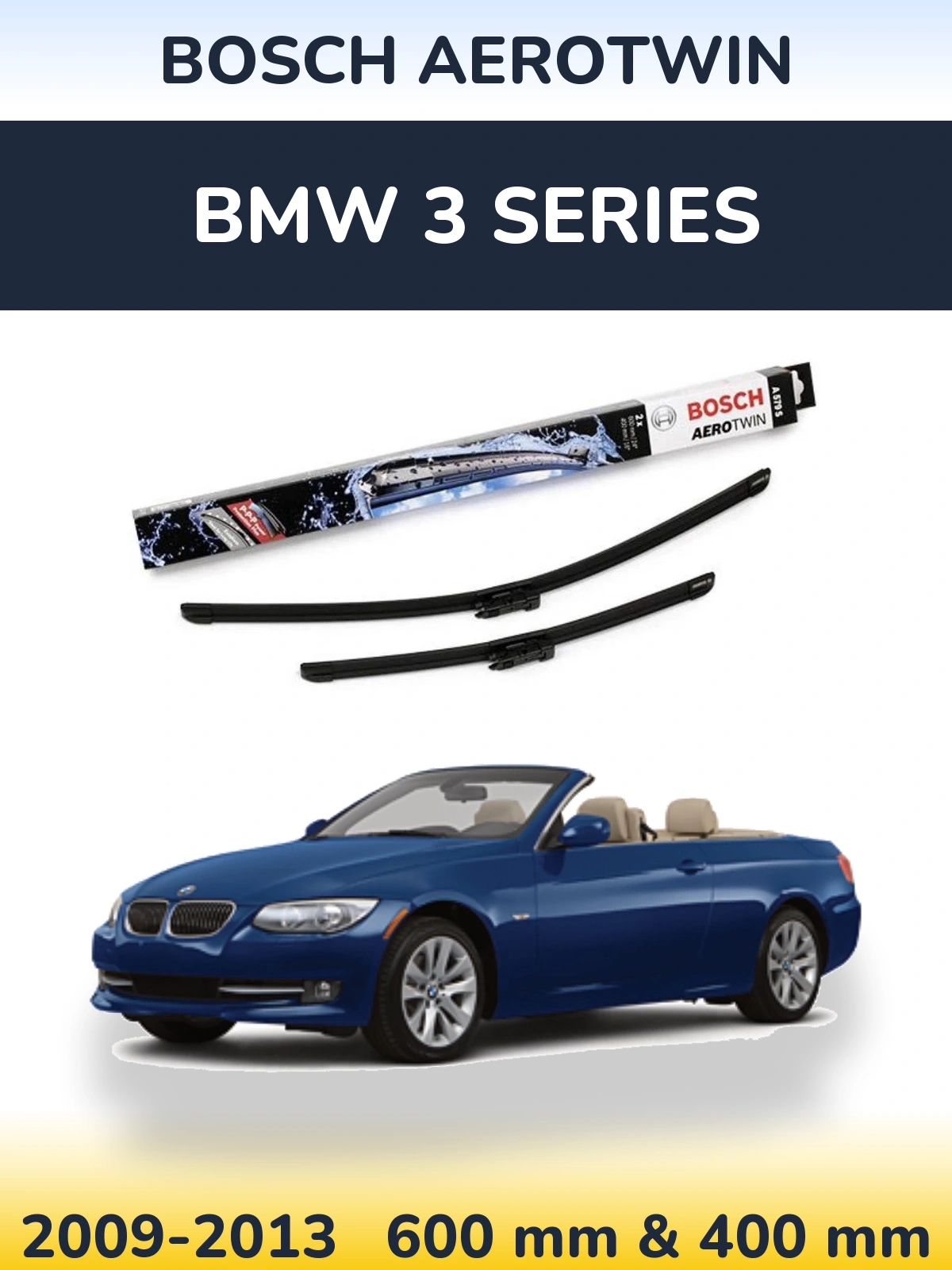 Комплект передних дворников BOSCH AeroTwin 600 & 400 мм для BMW 3 Series 2009-2013