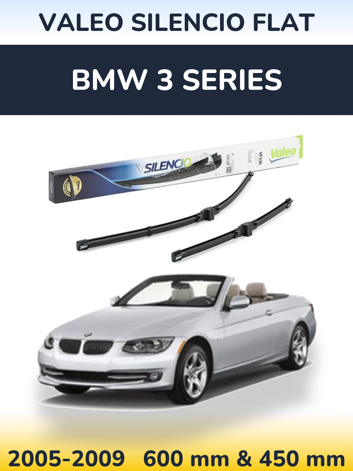 Комплект передніх щіток Valeo Silencio Flat 600 & 400 мм для BMW 3 Series 2005-2009