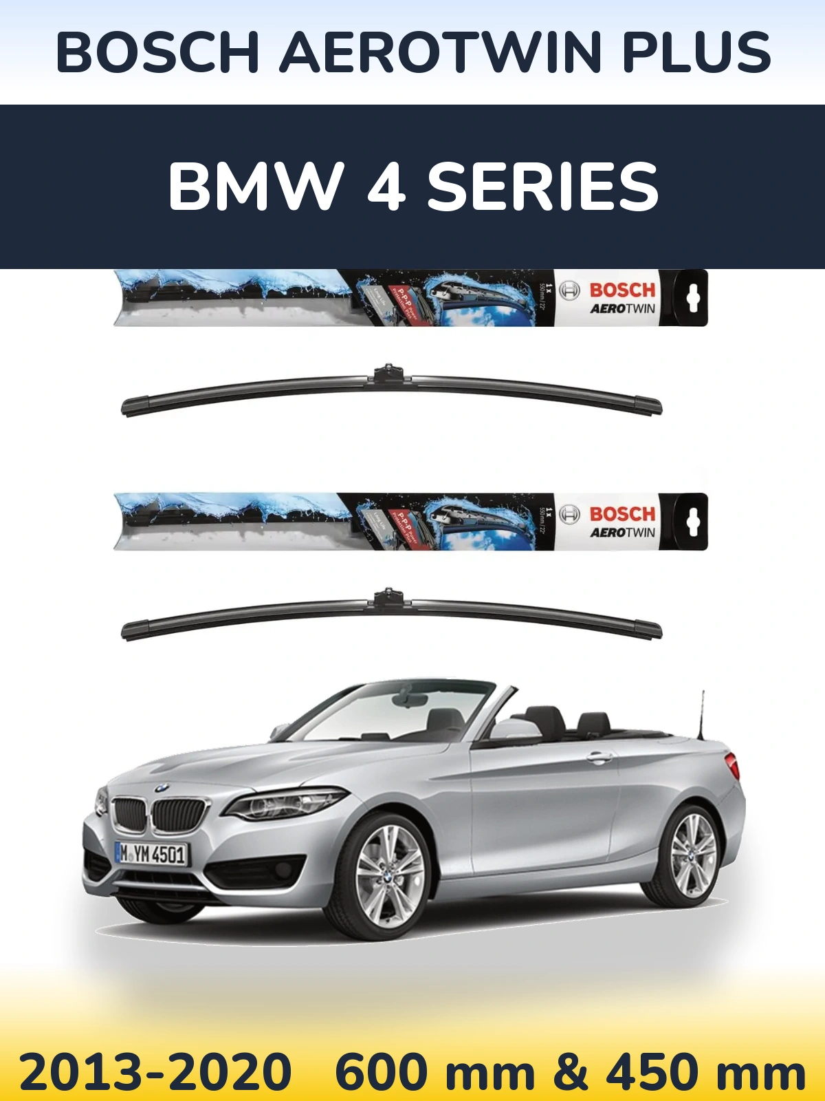 Komplet przednich wycieraczek BOSCH AeroTwin Plus 600 & 450 mm do BMW Seria 4 2013-2020