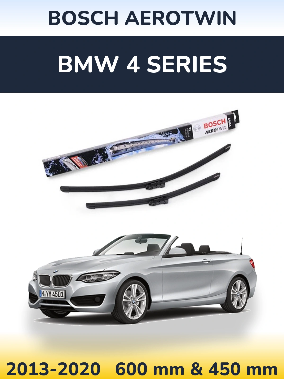Комплект передніх щіток BOSCH AeroTwin 600 & 450 мм для BMW 4 Series 2013-2020