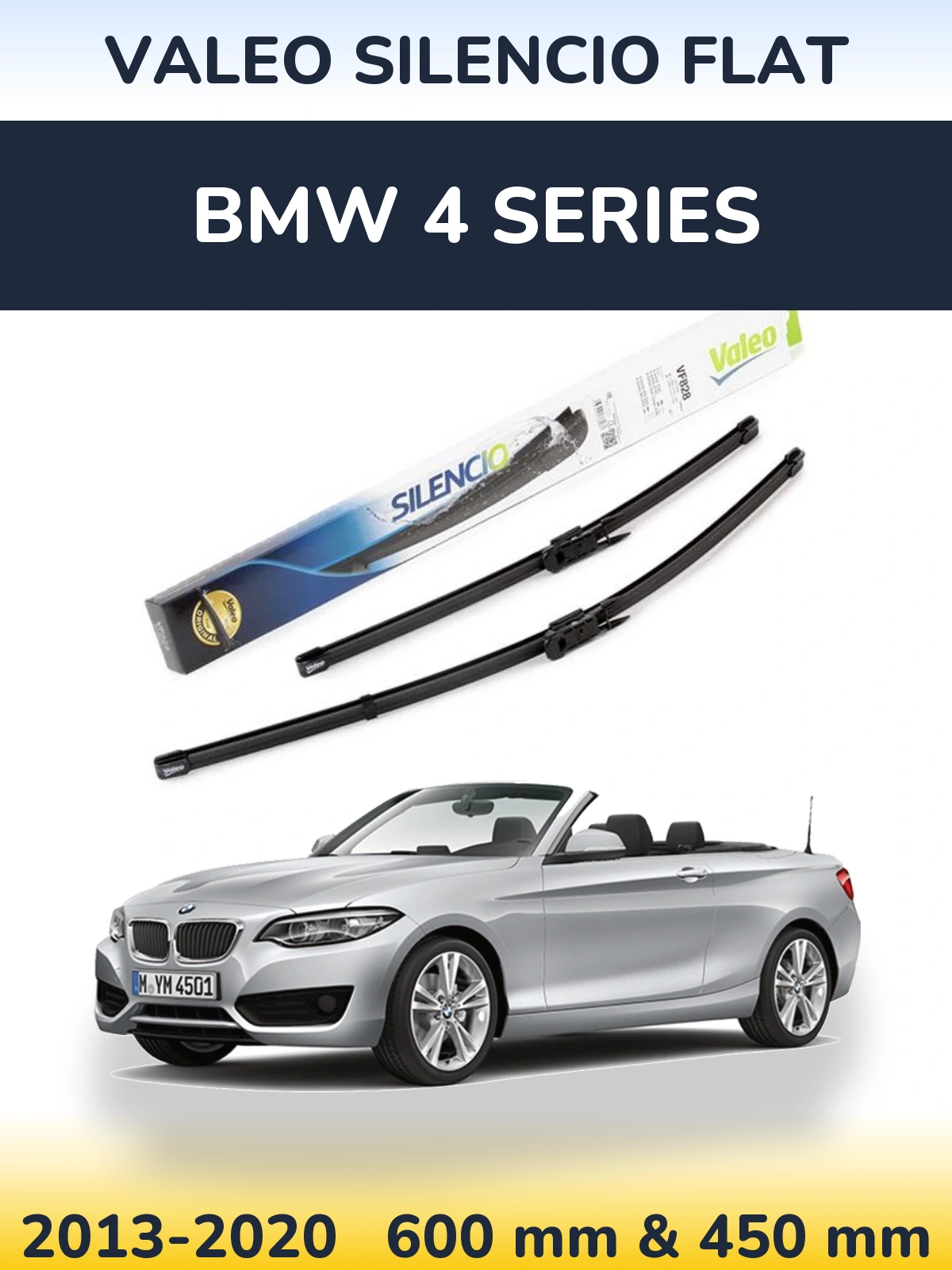 Komplet przednich wycieraczek Valeo Silencio Flat 600 & 450 mm do BMW Seria 4 2013-2020