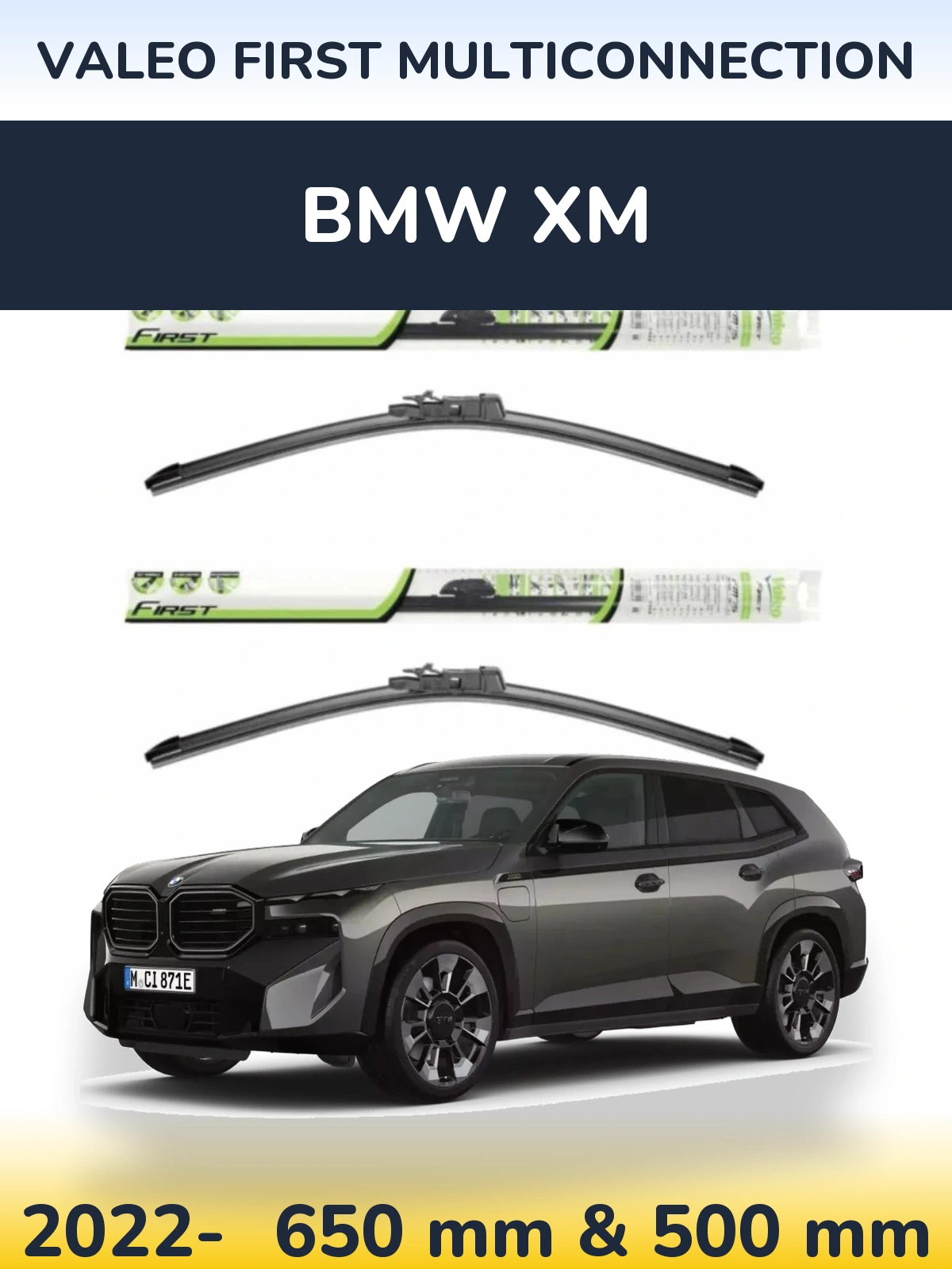 Komplet przednich wycieraczek Valeo First MultiConnection 650 & 500 mm do BMW XM 2022-2026