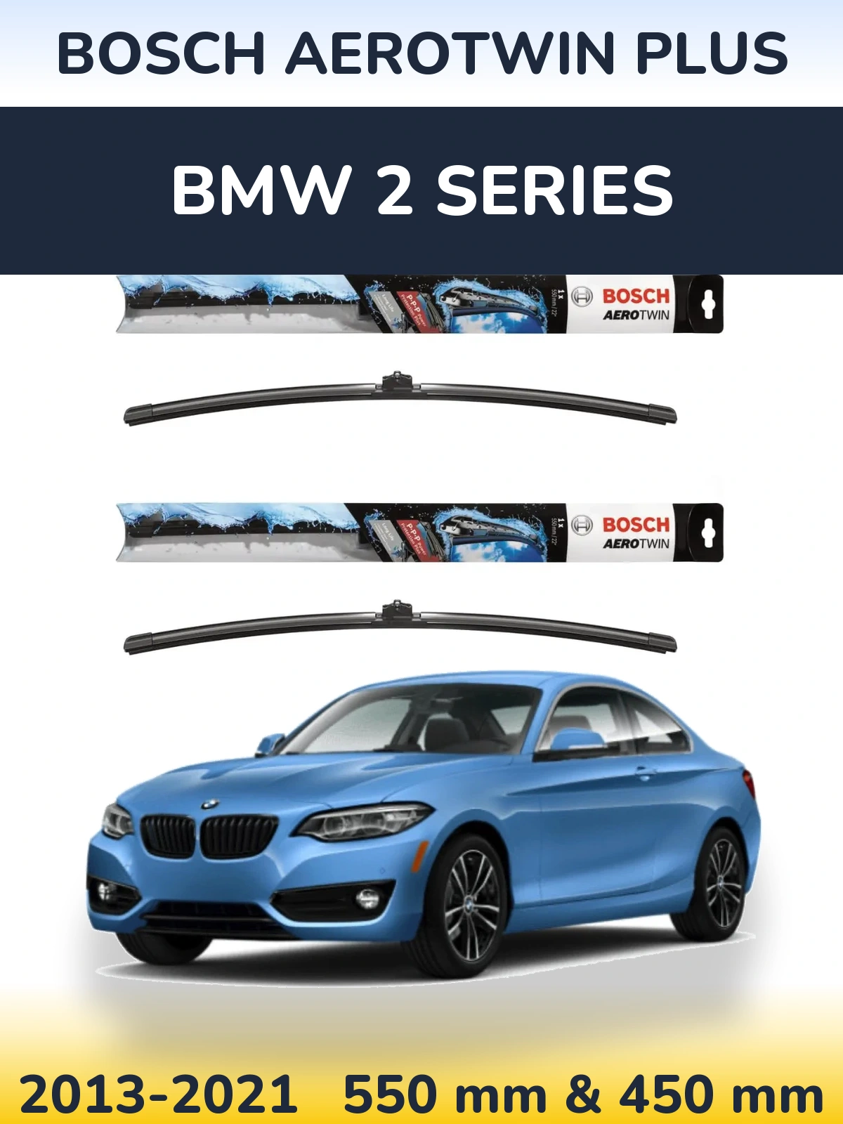Комплект передних дворников BOSCH AeroTwin Plus 550 & 450 мм для BMW 2 Series 2013-2021