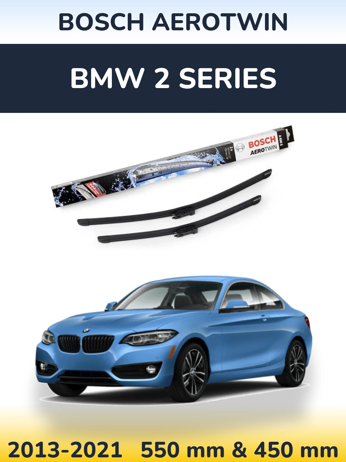 Komplet przednich wycieraczek BOSCH AeroTwin 550 & 450 mm do BMW Seria 2 2013-2021