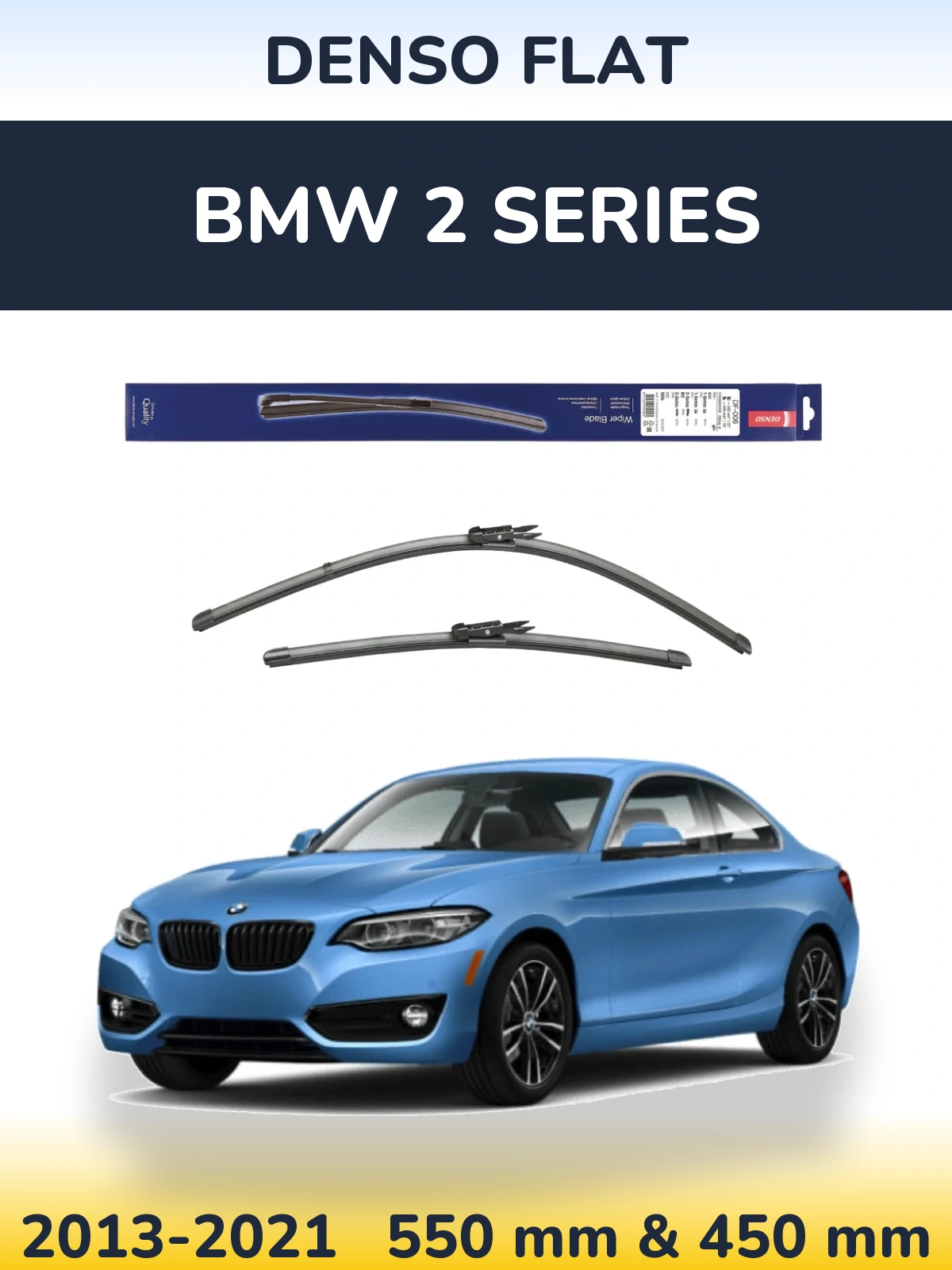 Комплект передних дворников Denso Flat 550 & 450 мм для BMW 2 Series 2013-2021
