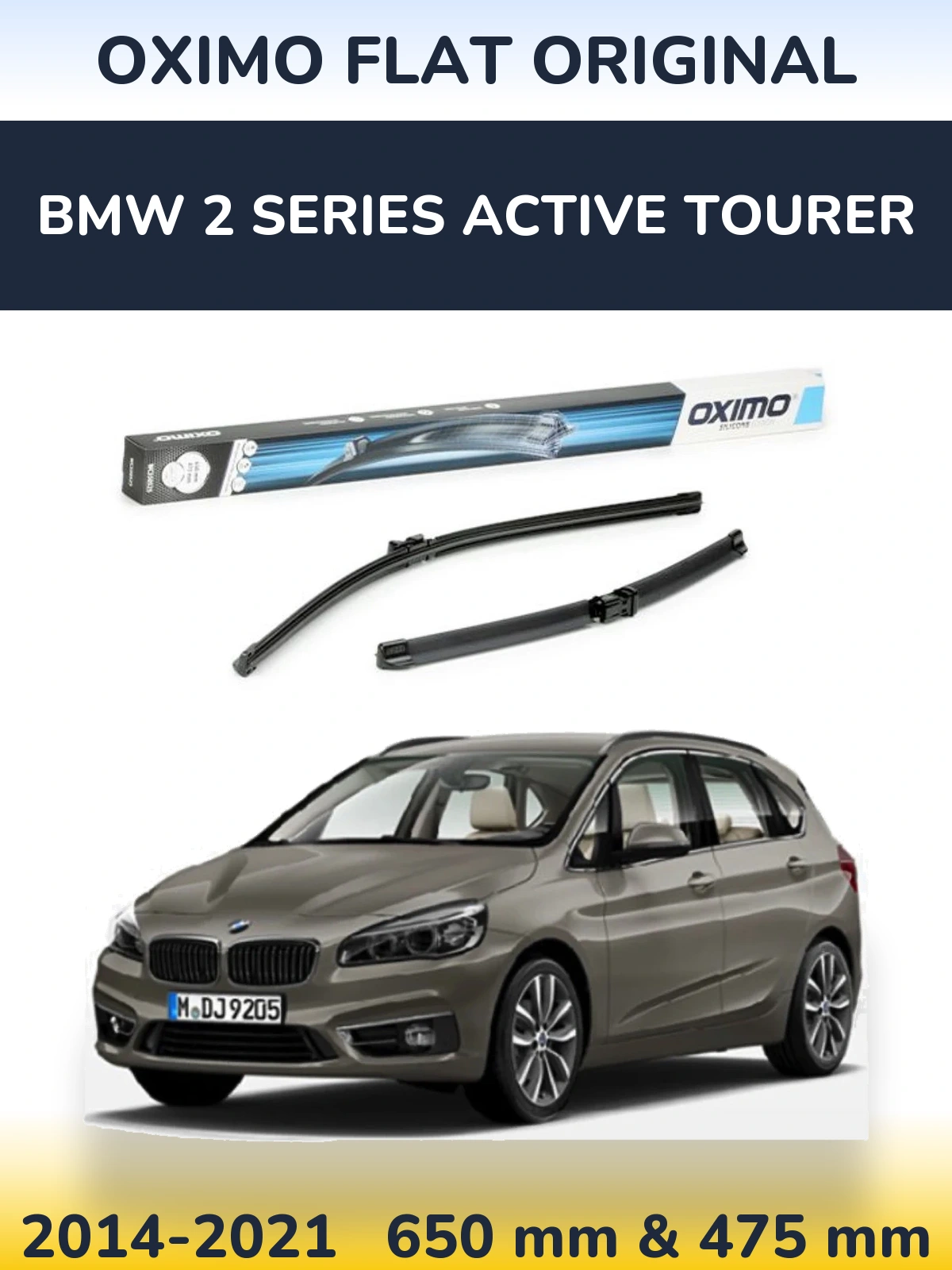 Komplet przednich wycieraczek Oximo Flat Original 650 & 475 mm do BMW Seria 2 Active Tourer 2014-2021
