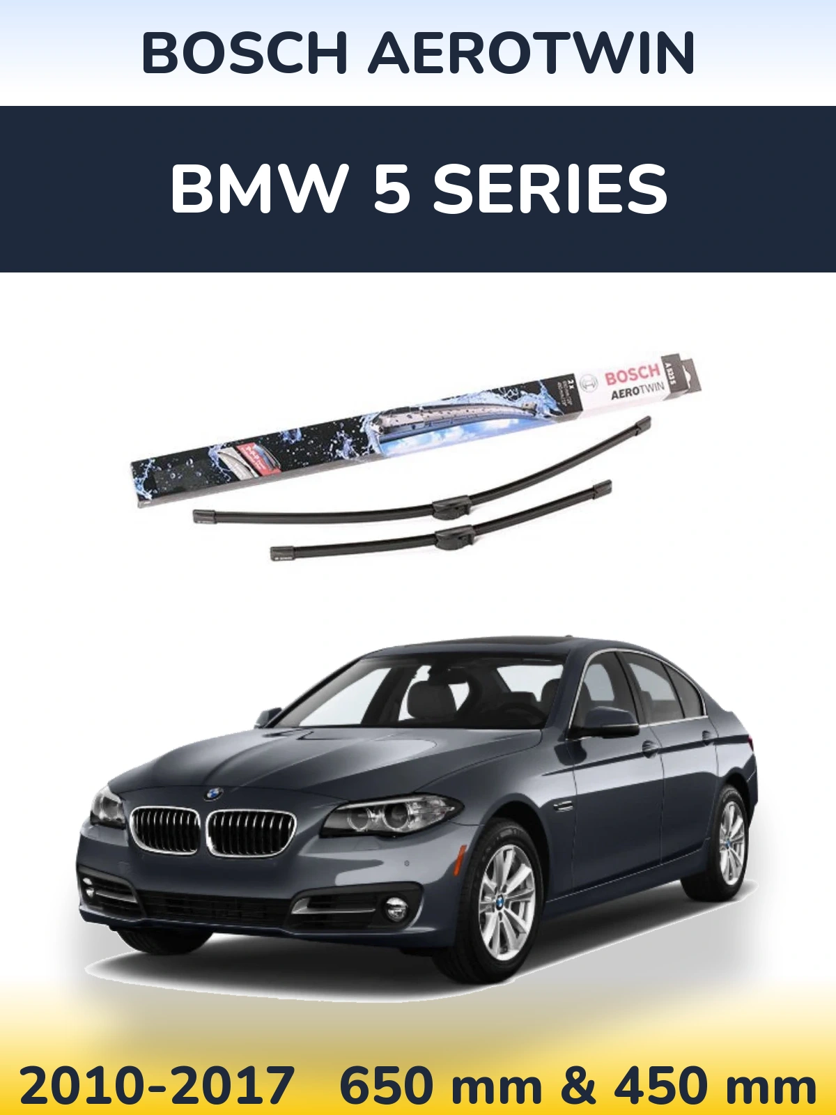 Komplet przednich wycieraczek BOSCH AeroTwin 650 & 450 mm do BMW Seria 5 2010-2017