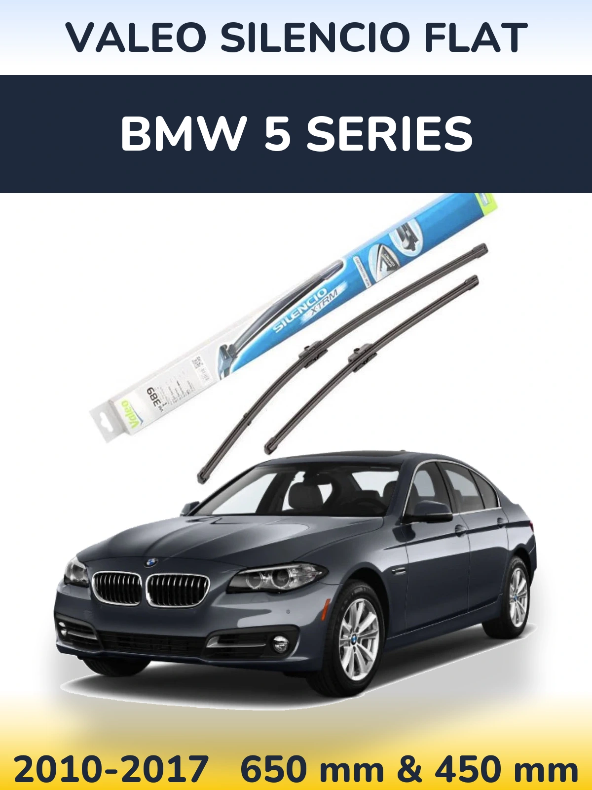 Комплект передніх щіток Valeo Silencio Flat 650 & 450 мм для BMW 5 Series 2010-2017