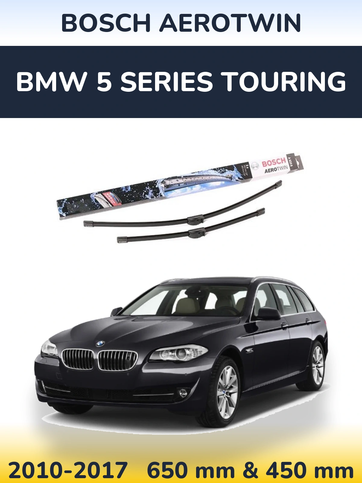 Komplet przednich wycieraczek BOSCH AeroTwin 650 & 450 mm do BMW Seria 5 Touring 2010-2017