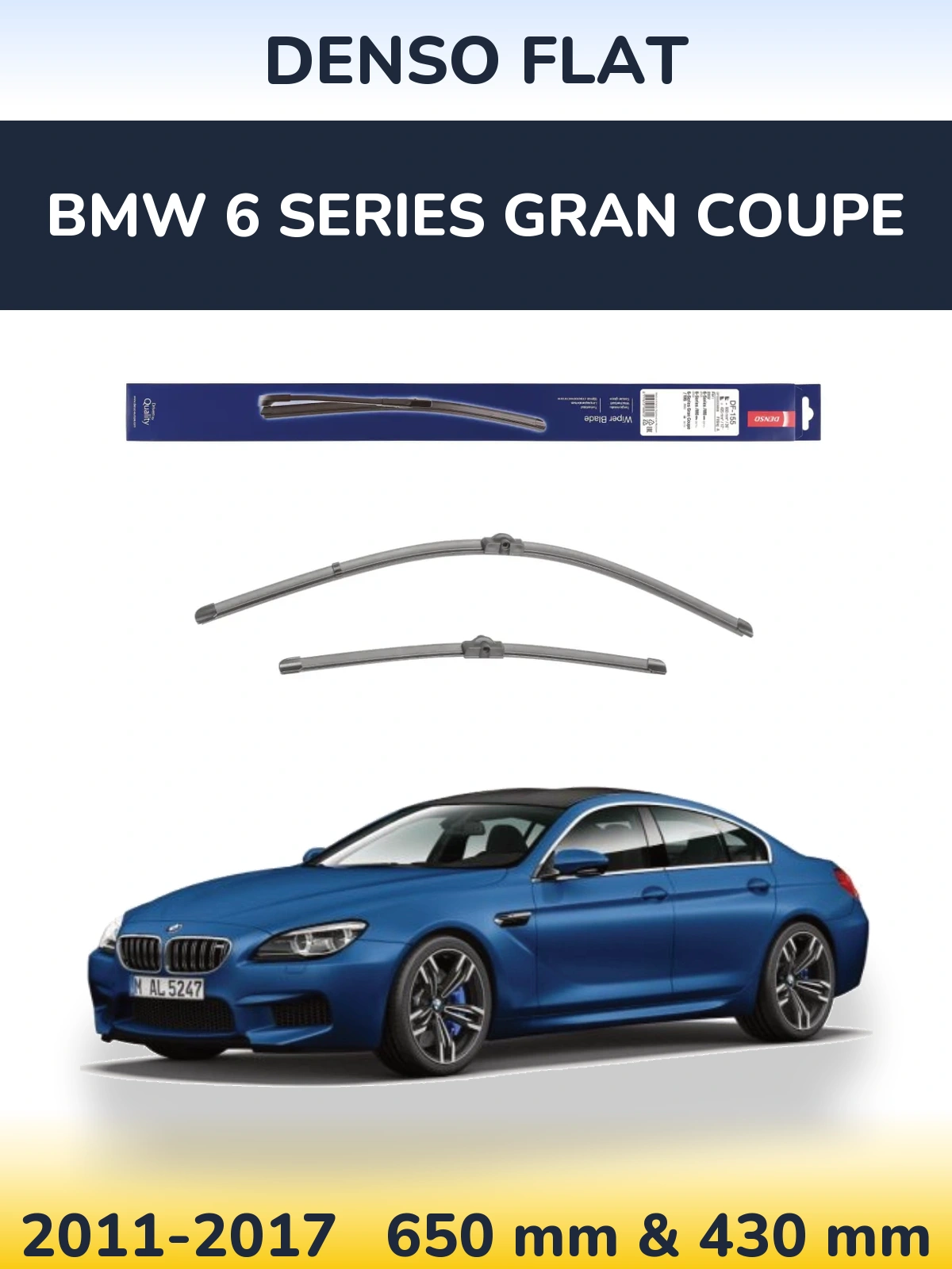 Komplet przednich wycieraczek Denso Flat 650 & 430 mm do BMW Seria 6 Gran Coupe 2011-2017