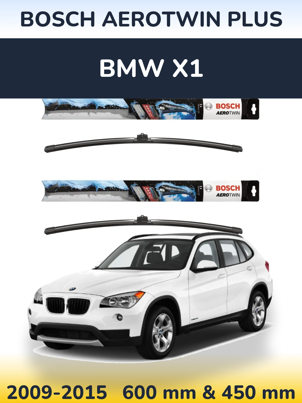 Komplet przednich wycieraczek BOSCH AeroTwin Plus 600 & 450 mm do BMW X1 2009-2015