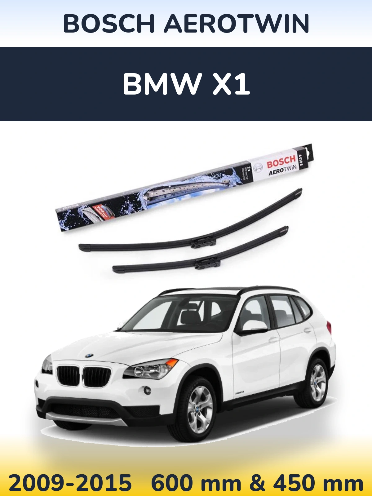Komplet przednich wycieraczek BOSCH AeroTwin 600 & 450 mm do BMW X1 2009-2015