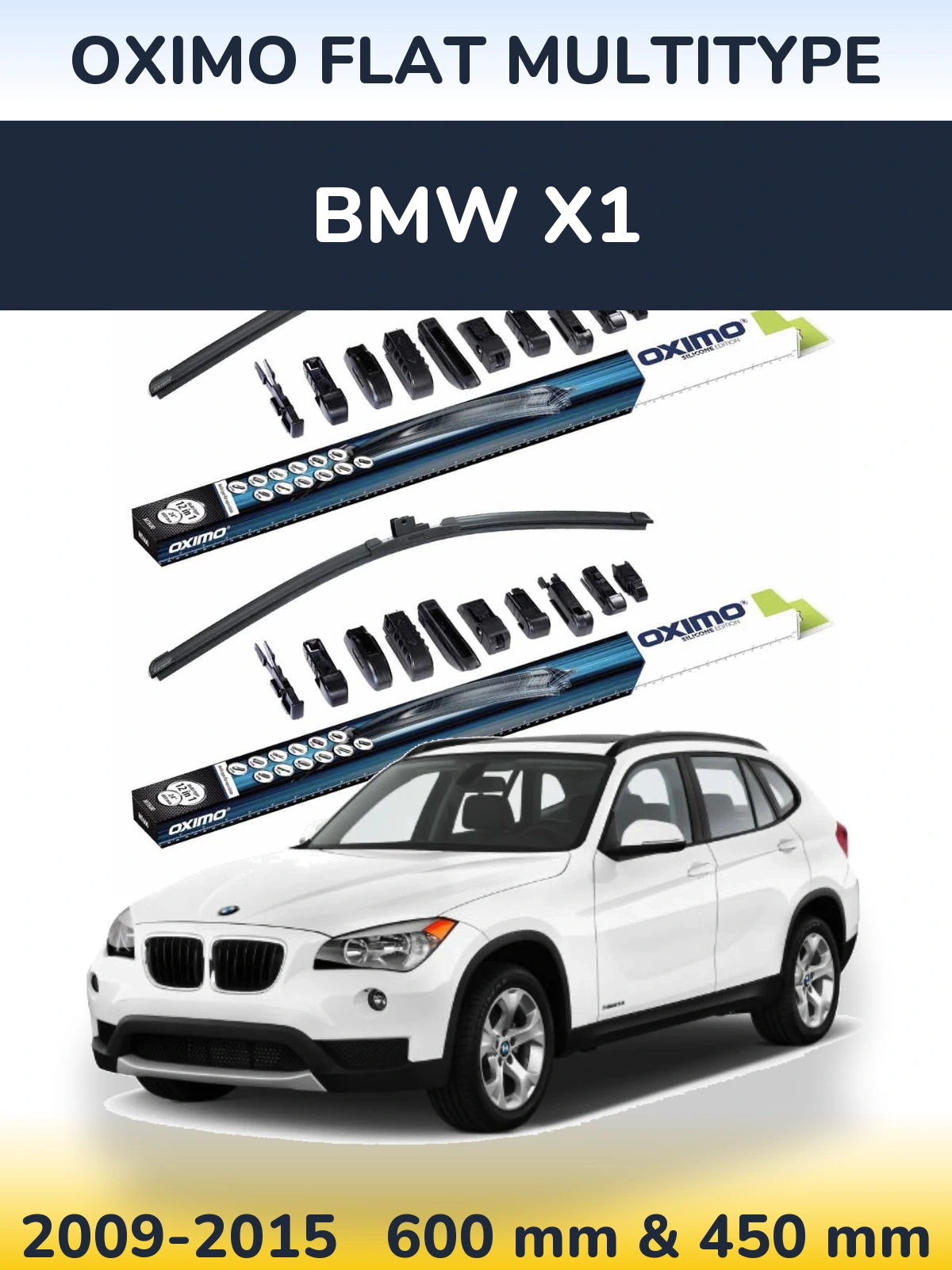 Комплект передних дворников Oximo Flat MultiТипe 600 & 450 мм для BMW X1 2009-2015