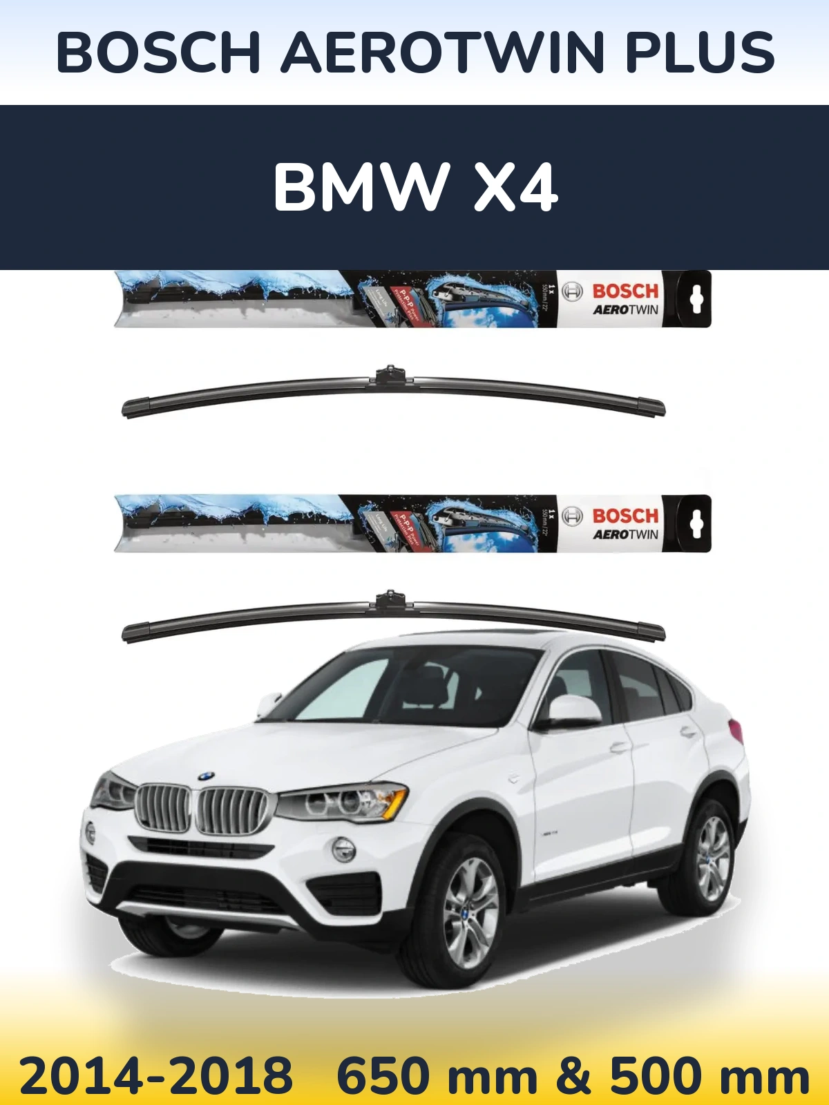Комплект передніх щіток BOSCH AeroTwin Plus 650 & 500 мм для BMW X4 2014-2018