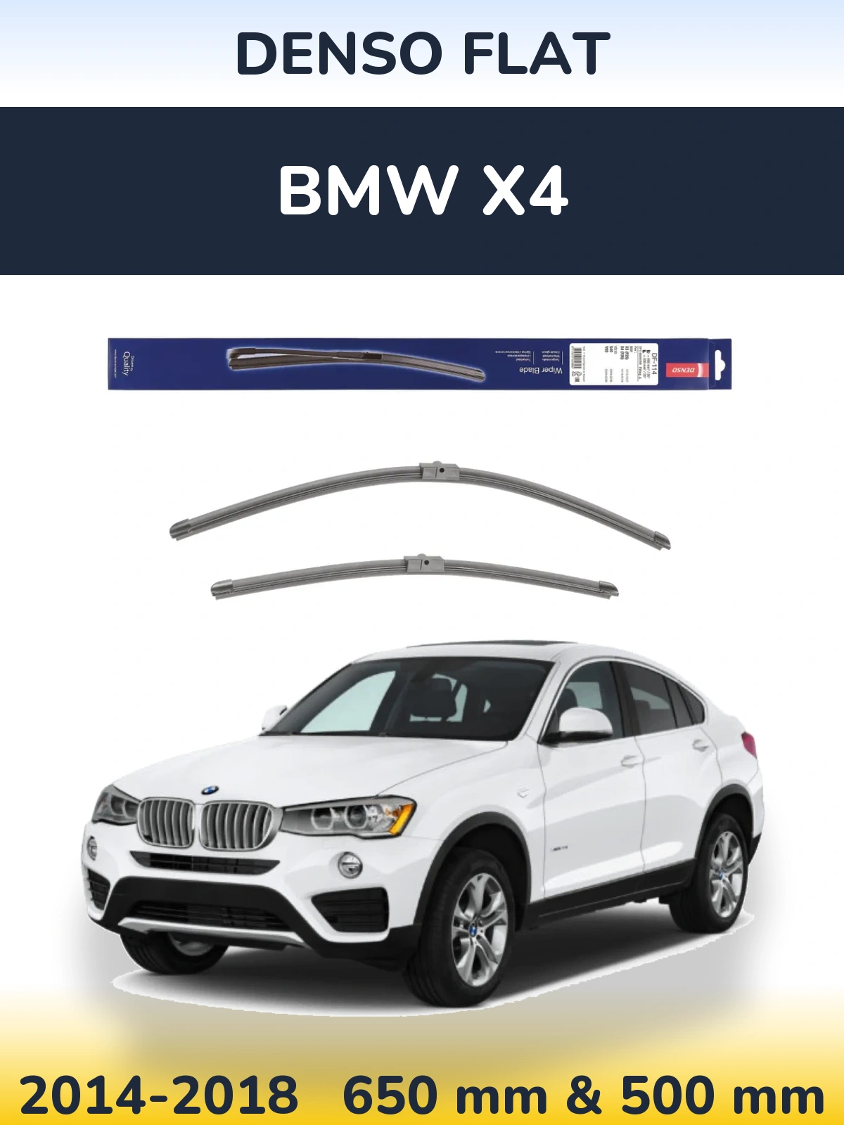 Komplet przednich wycieraczek Denso Flat 650 & 500 mm do BMW X4 2014-2018