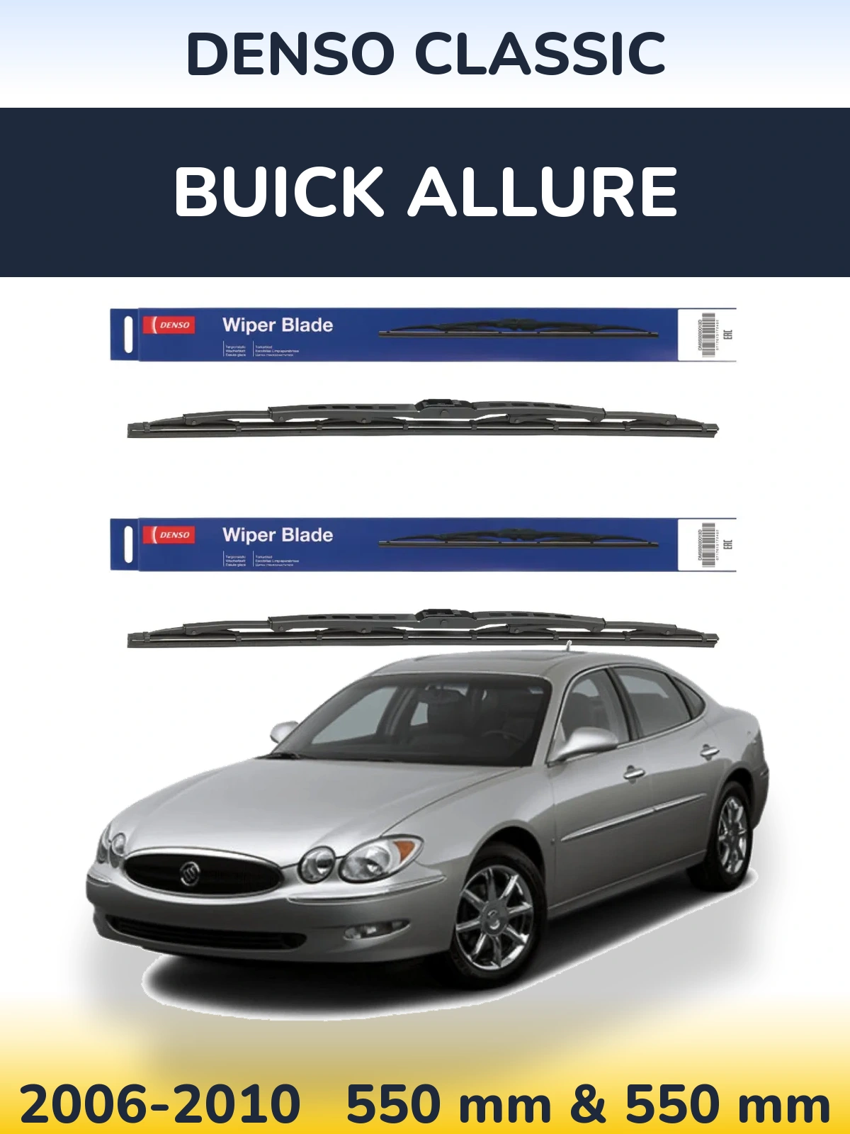 Front wiper blade set Denso Classic 550 & 550 mm for Buick Allure 2006-2010