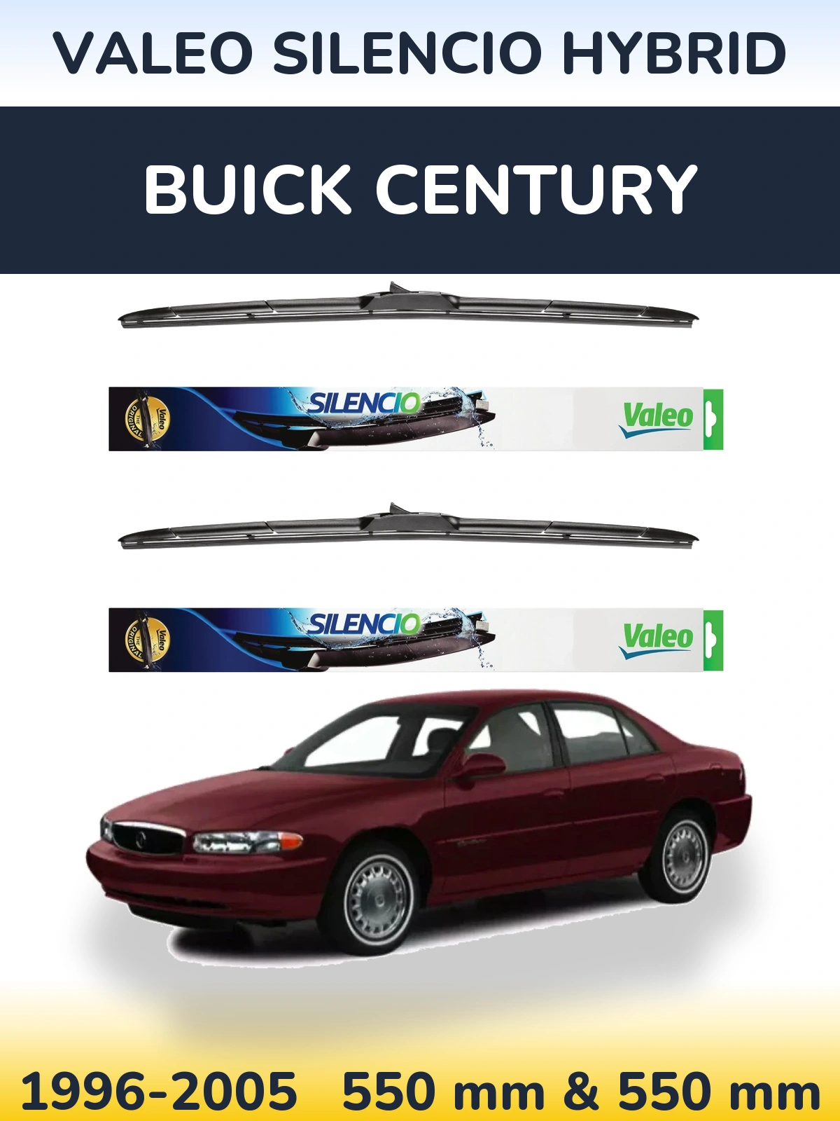 Комплект передних дворников Valeo Silencio Hybrid 550 & 550 мм для Buick Century 1996-2005