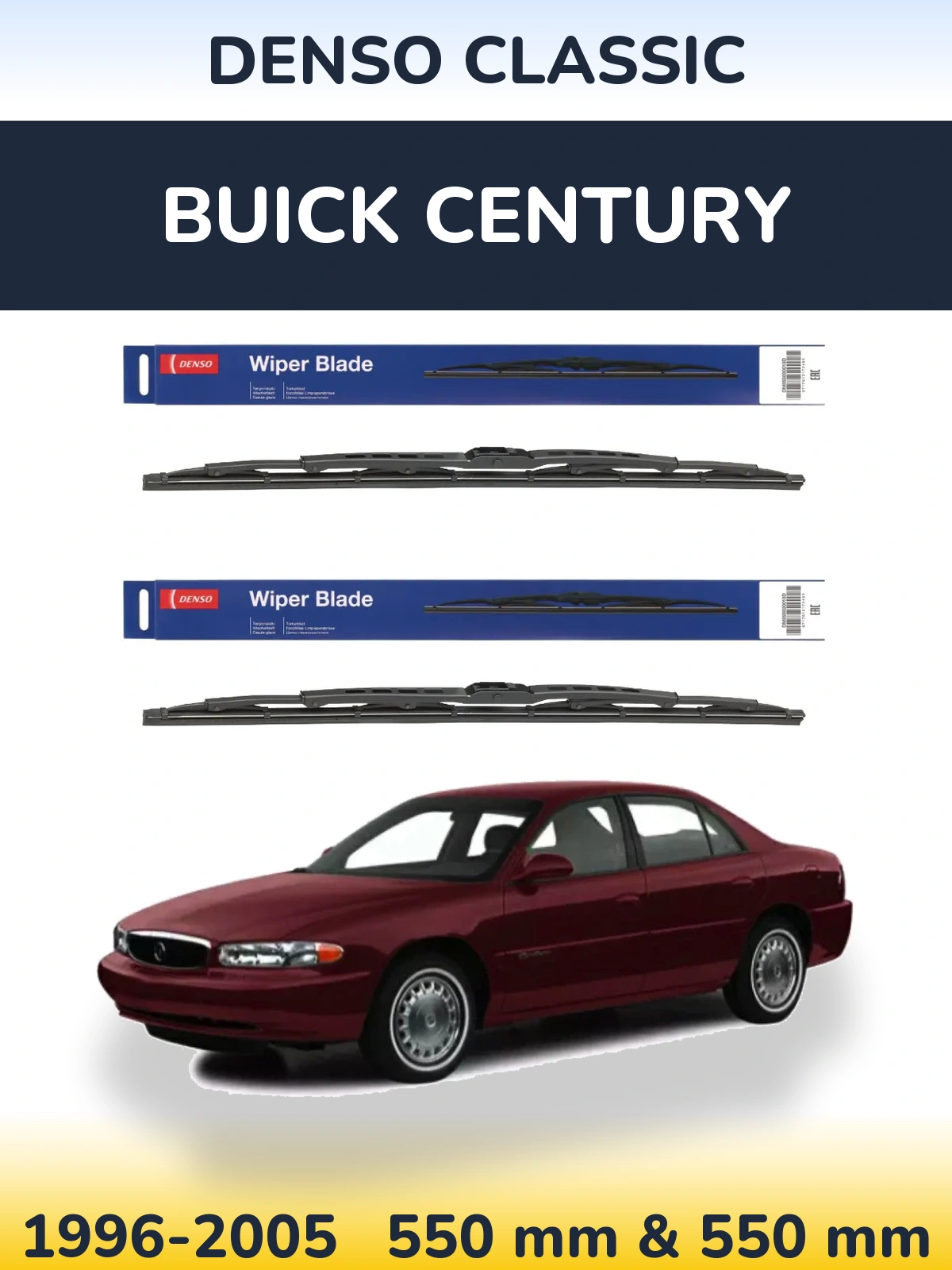 Комплект передних дворников Denso Classic 550 & 550 мм для Buick Century 1996-2005