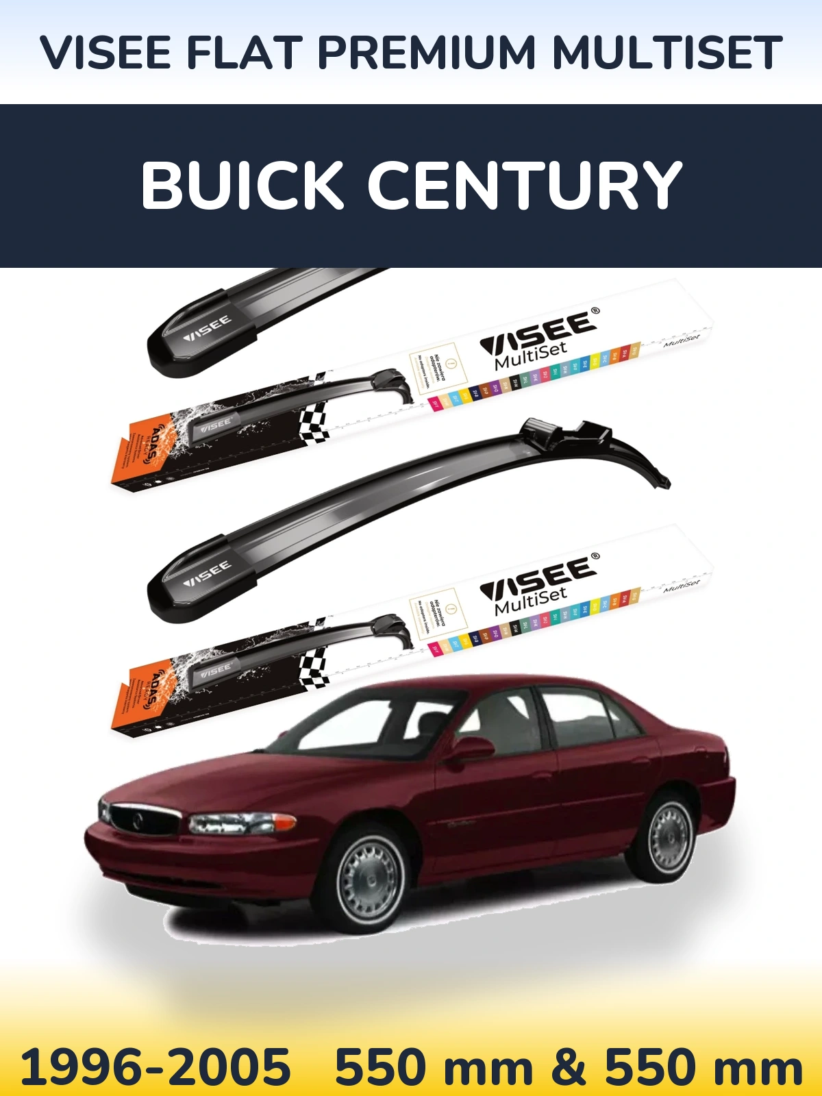 Комплект передних дворников VISEE FLAT PREMIUM MultiSet 550 & 550 мм для Buick Century 1996-2005