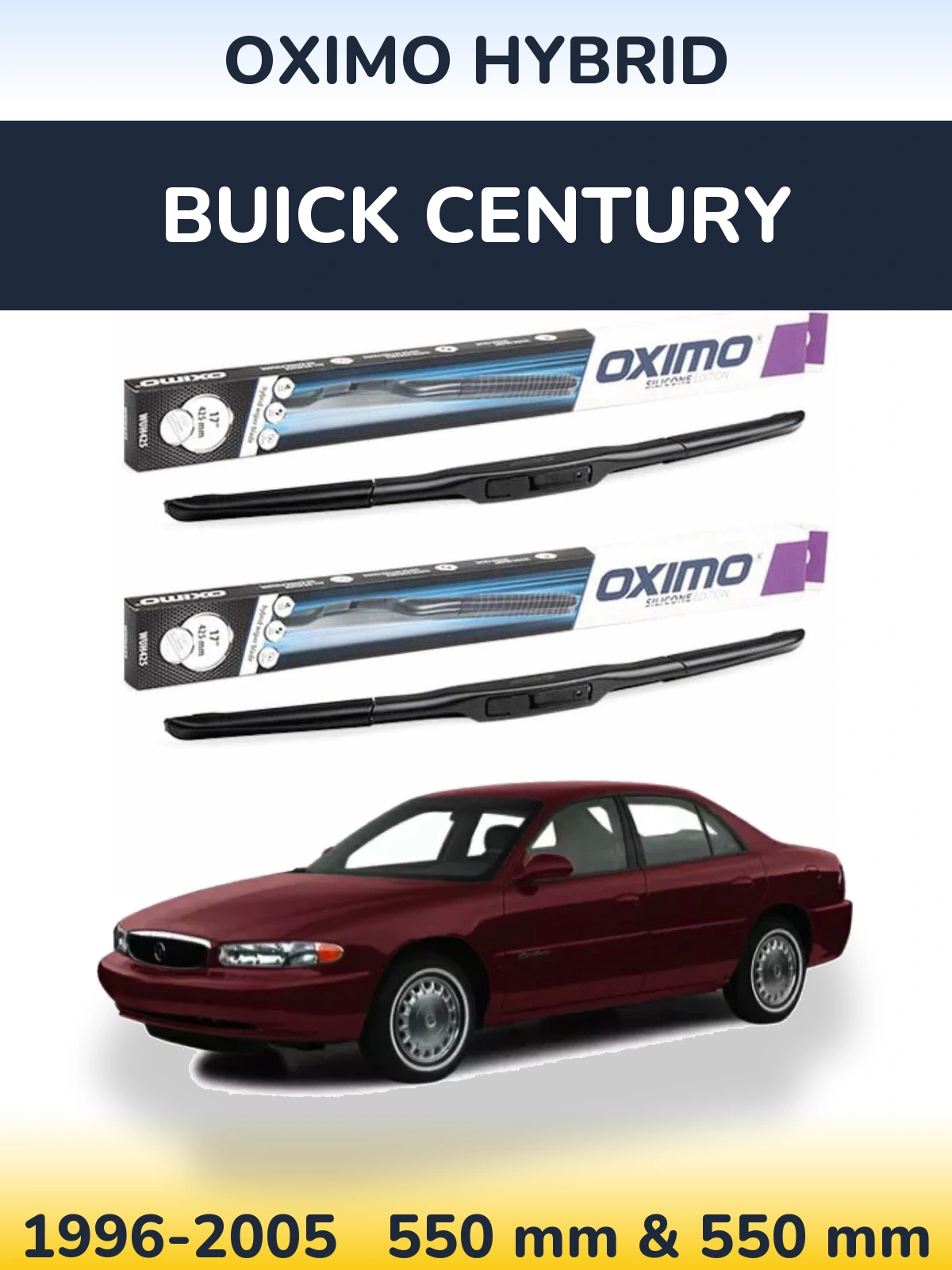 Комплект передних дворников Oximo Hybrid 550 & 550 мм для Buick Century 1996-2005