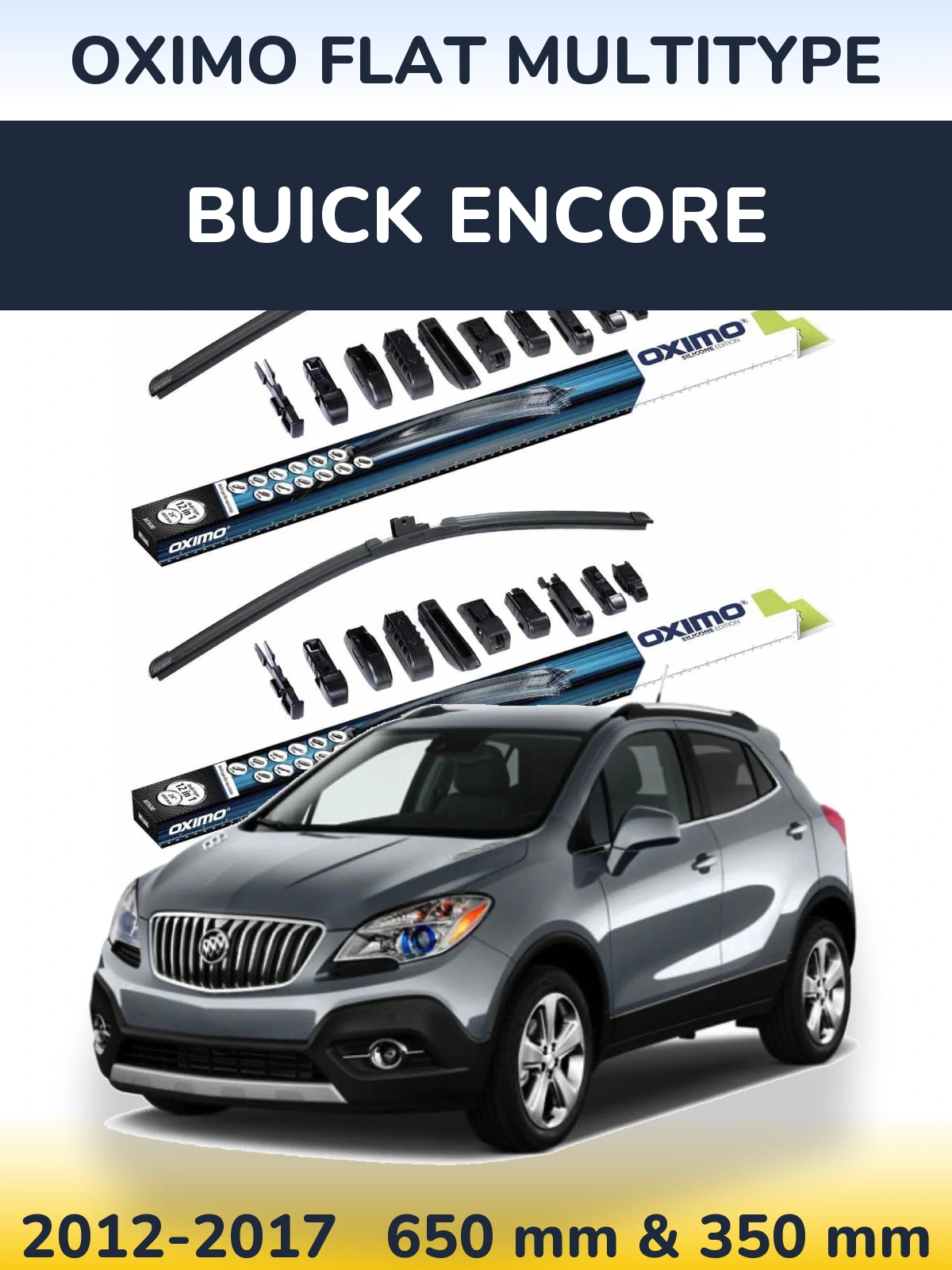 Komplet przednich wycieraczek Oximo Flat MultiType 650 & 350 mm do Buick Encore 2012-2017