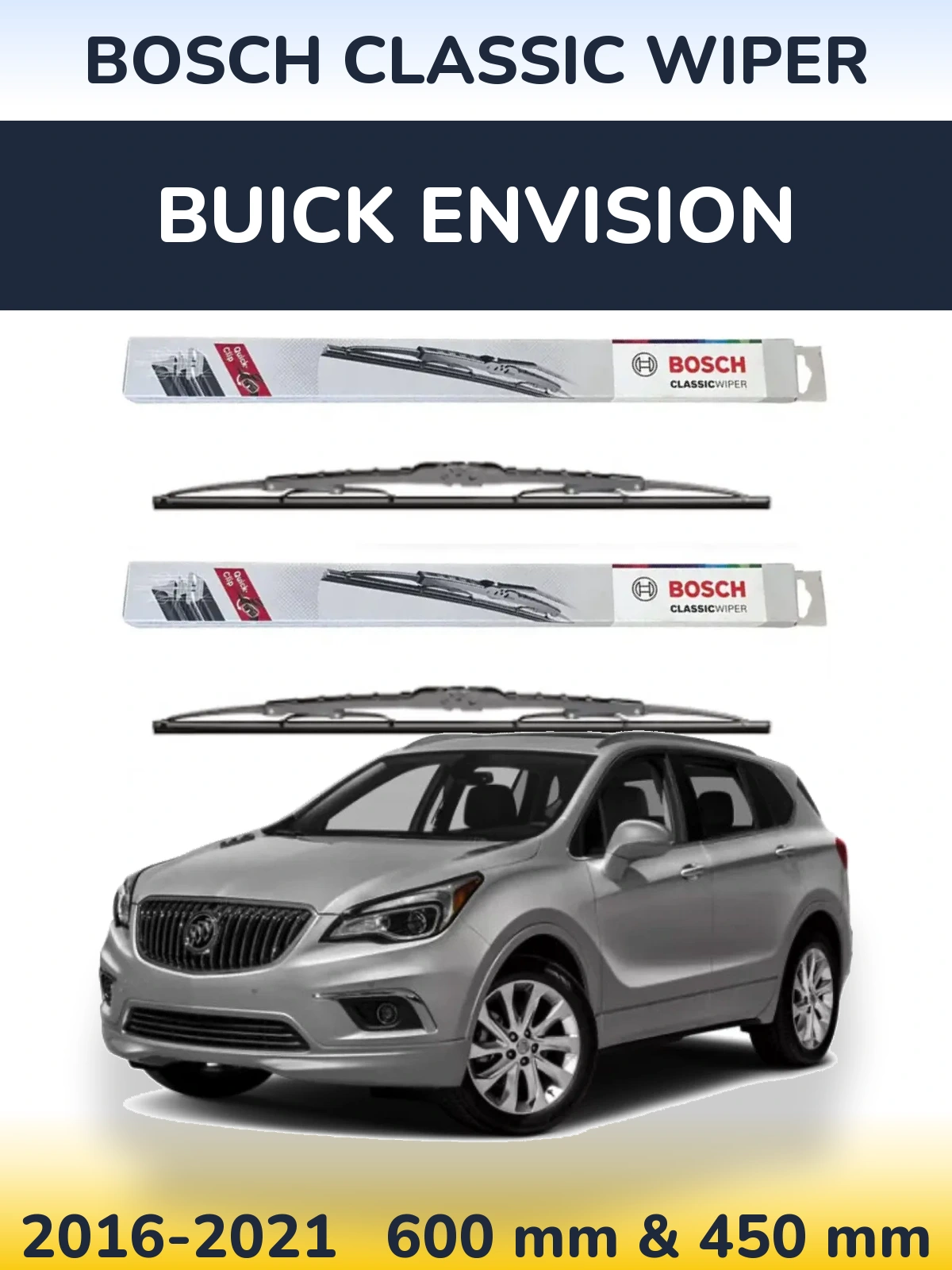 Komplet przednich wycieraczek BOSCH Classic Wiper 600 & 450 mm do Buick Envision 2016-2021