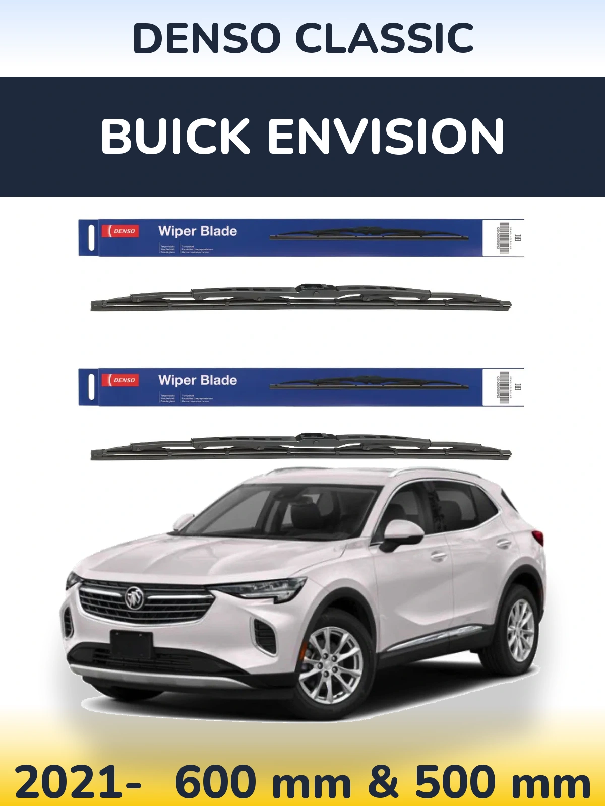 Front wiper blade set Denso Classic 600 & 500 mm for Buick Envision 2021-2026