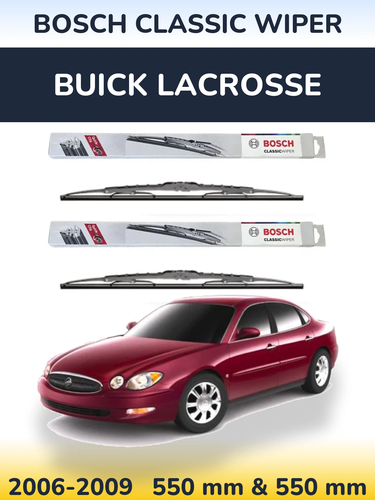 Комплект передних дворников BOSCH Classic Wiper 550 & 550 мм для Buick LaCrosse 2006-2009